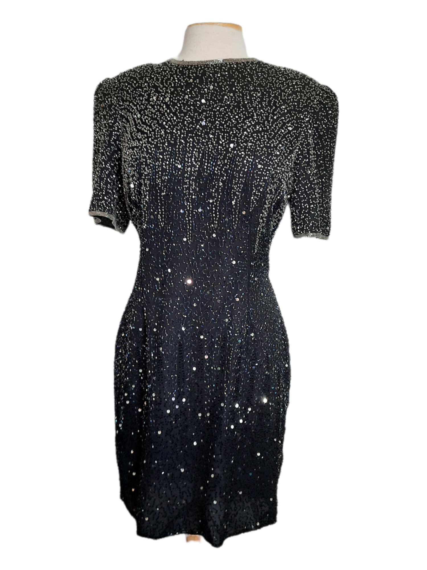 Vintage 80s/90s Black Sequin Silk Formal Party Dress By Stenay | Shop ...