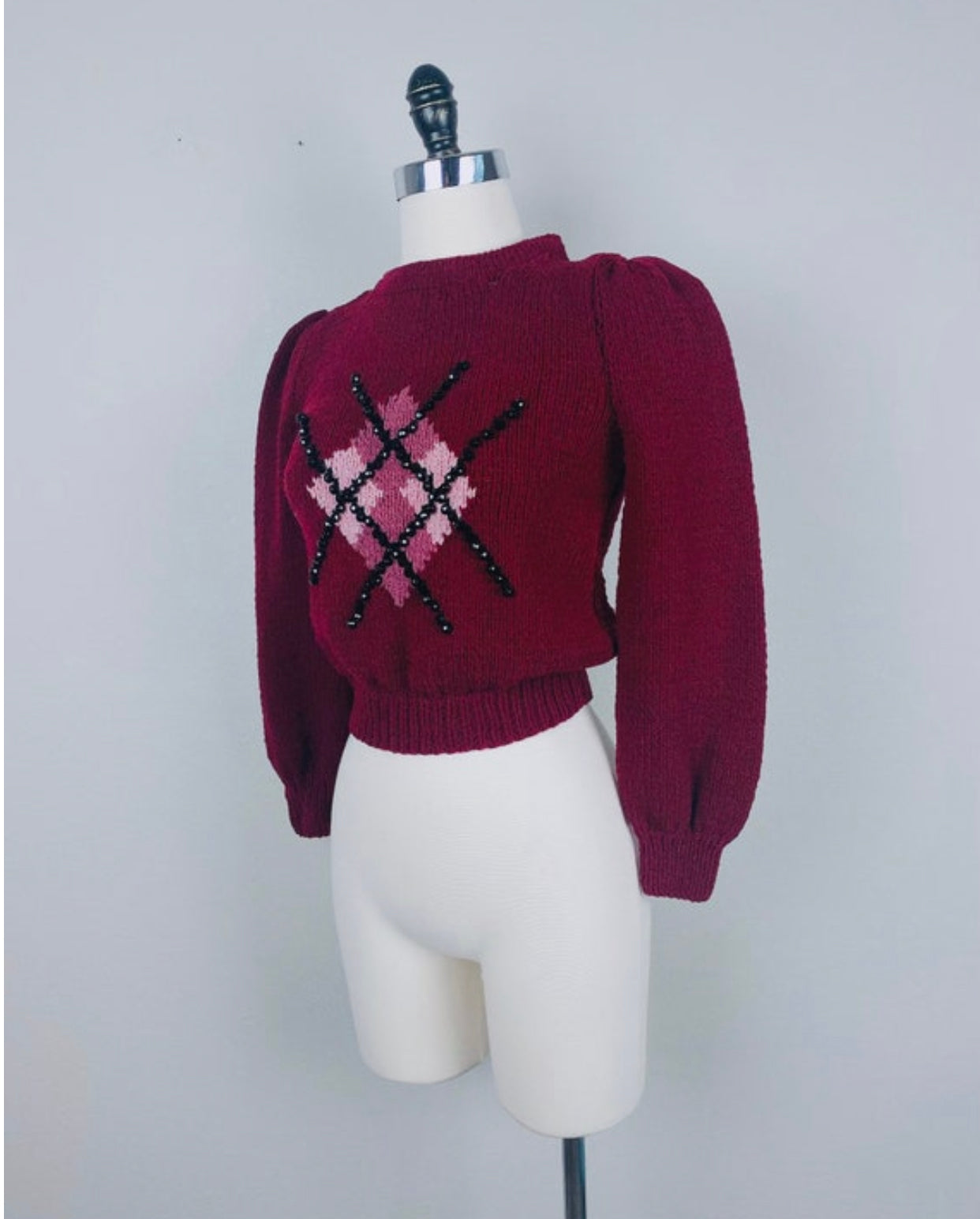 70s/80s Vintage Defarge Argyle Maroon Sweater by Mme Defarge | Shop ...