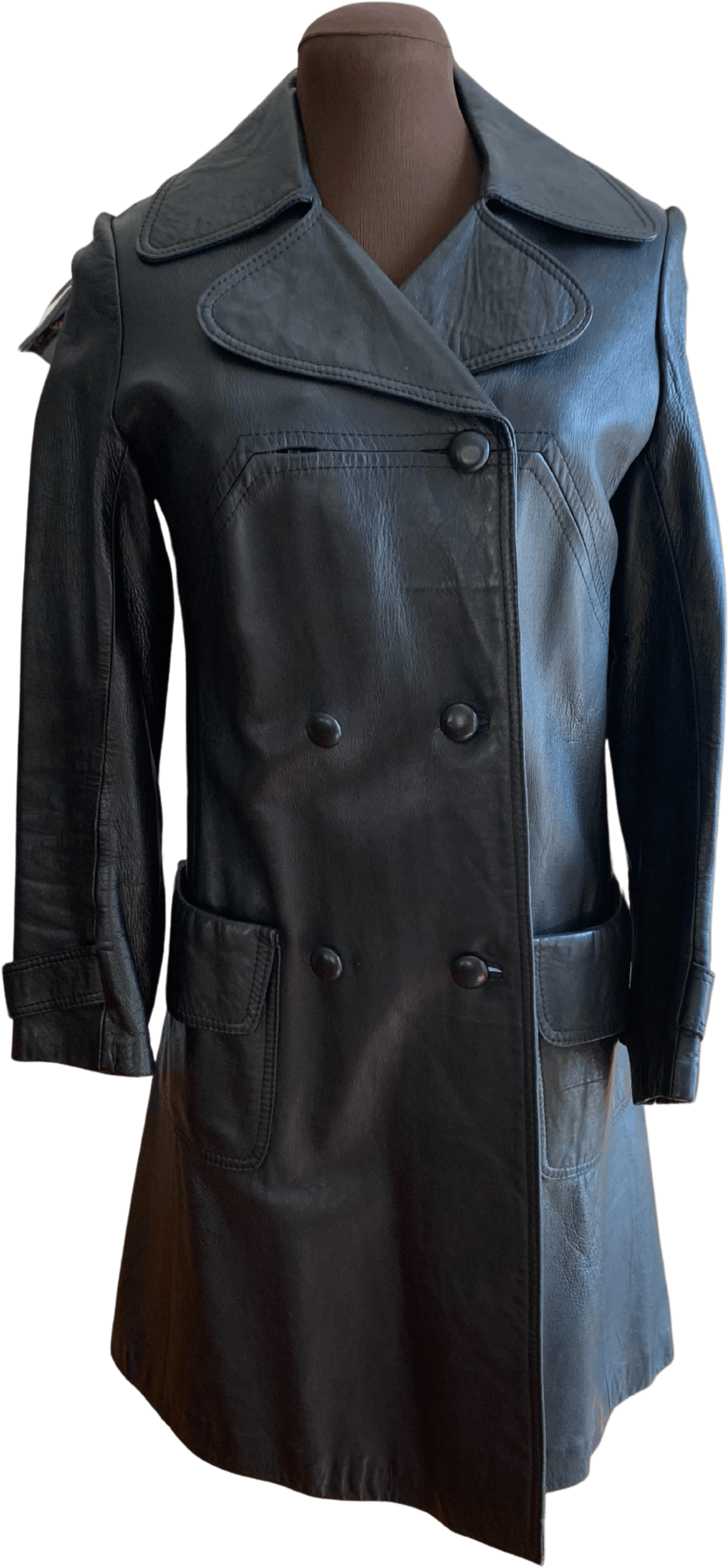 Vintage 70’s Leather Peacoat Trench. Perfect Condition. | Shop THRILLING