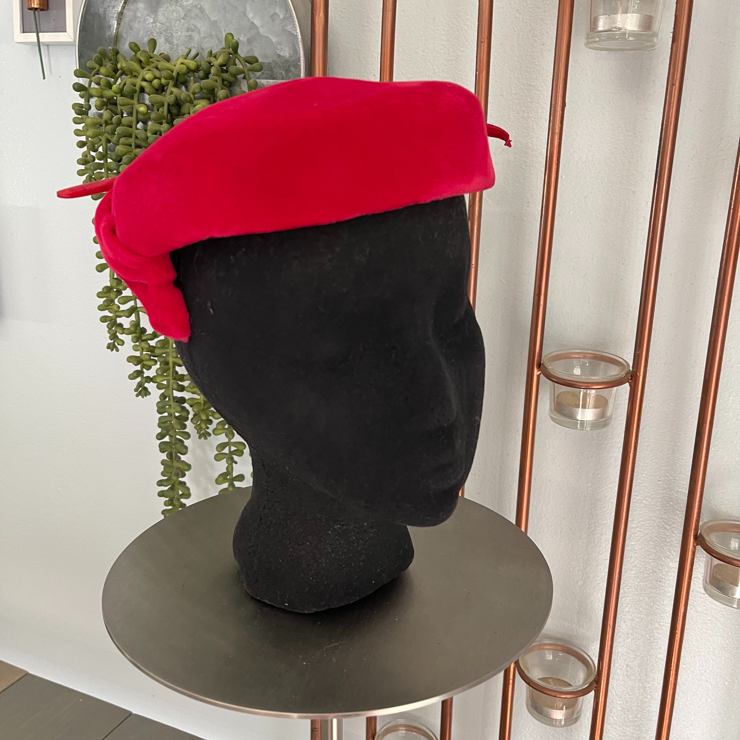 Capulet Red Vintage Velvet Capulet Hat with Feather | Shop THRILLING