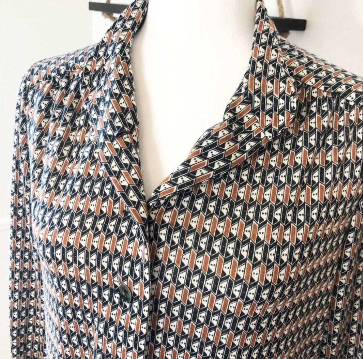 Vintage 70’s Geometric Patterned Button Front Midi Dress by Mcmullen ...