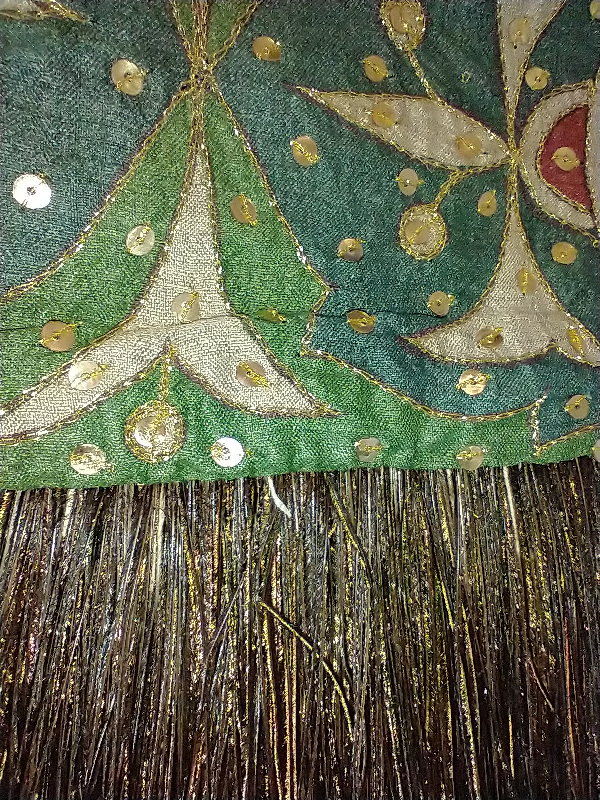 Vintage Silk Velvet Scarf With Peacock Feather Fringe By Peruvian ...