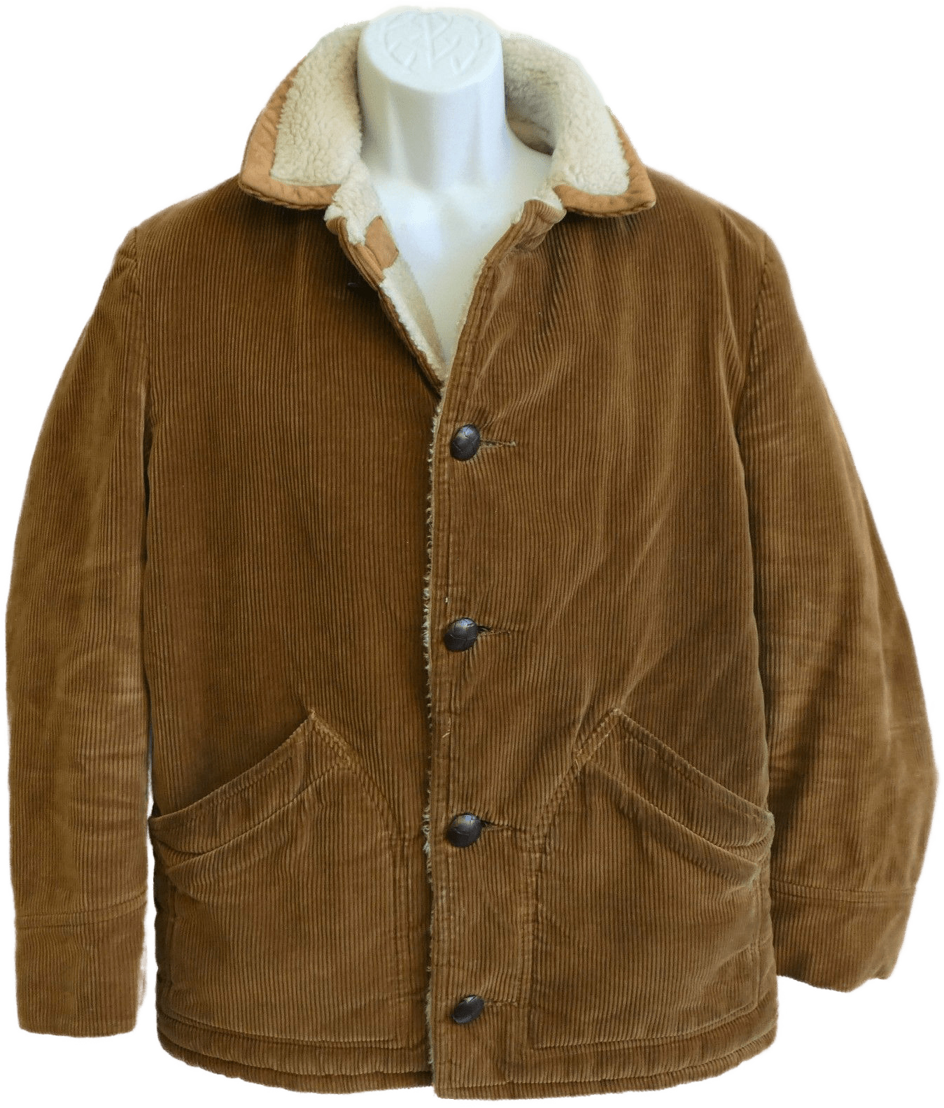 70s Golden Bown Corduroy Sherpa Mens Coat Heavy Duty By Montgomery Ward