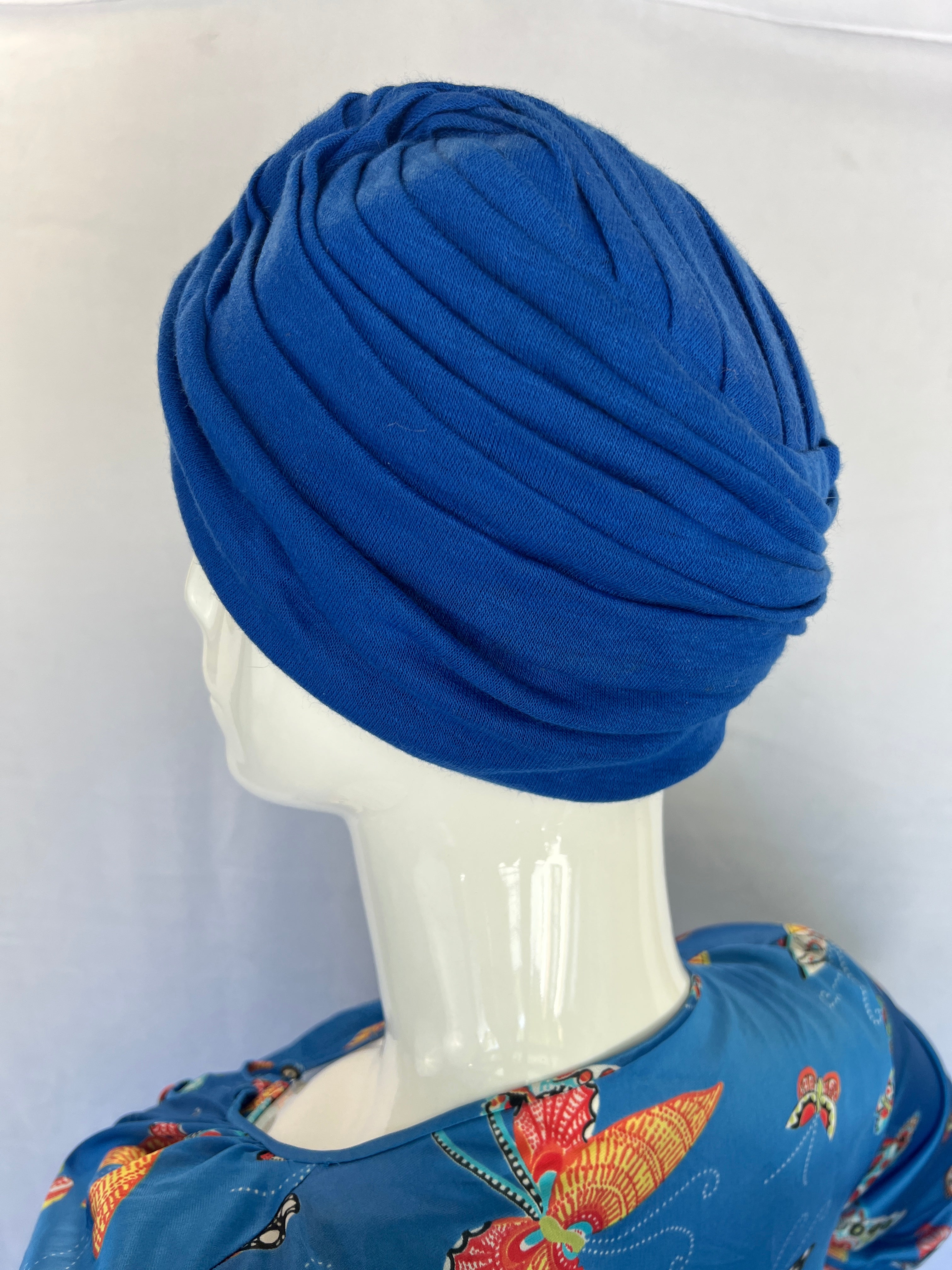 Vintage 60s/70s Blue Layered Fold Turban | Shop THRILLING