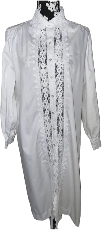 Vintage 70's White Long Button Down Eyelette Nightgown by Serbin | Shop ...