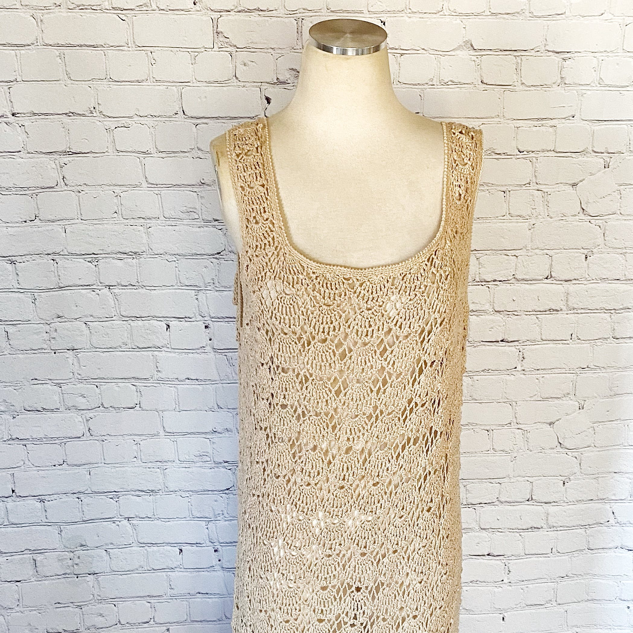 Vintage Crochet Drop Waist Midi Dress by International Apparel Mart | Shop THRILLING