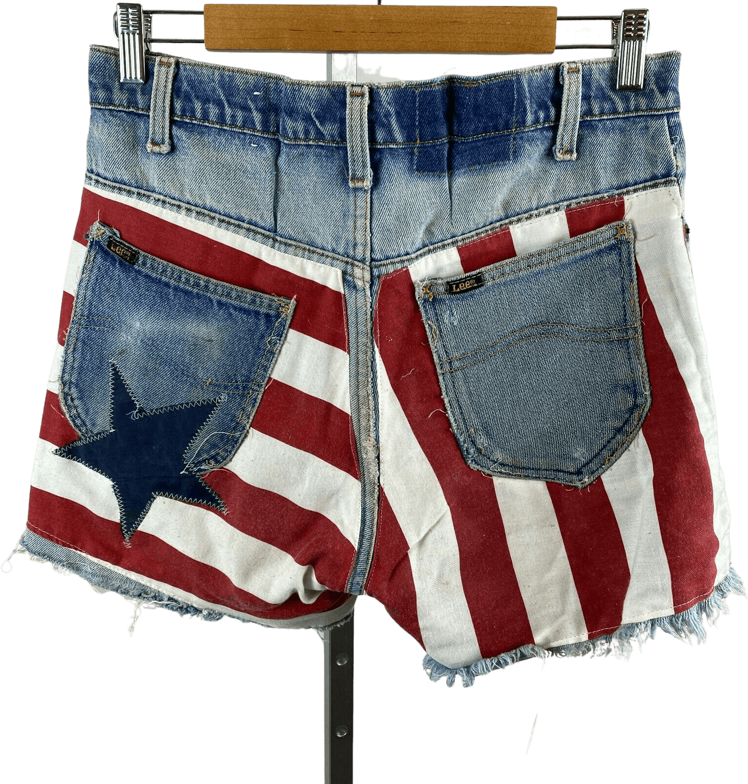 Vintage 90's Denim Cutoff Short Shorts American Flag Design Upcycled by ...