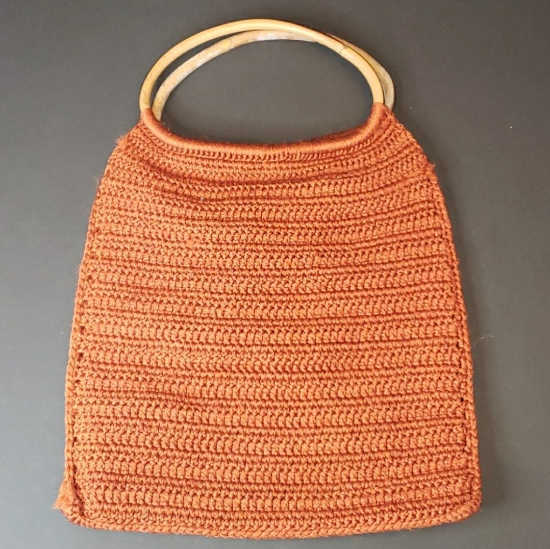 Vintage Orange Crocheted Wood Handle Bag | Shop THRILLING