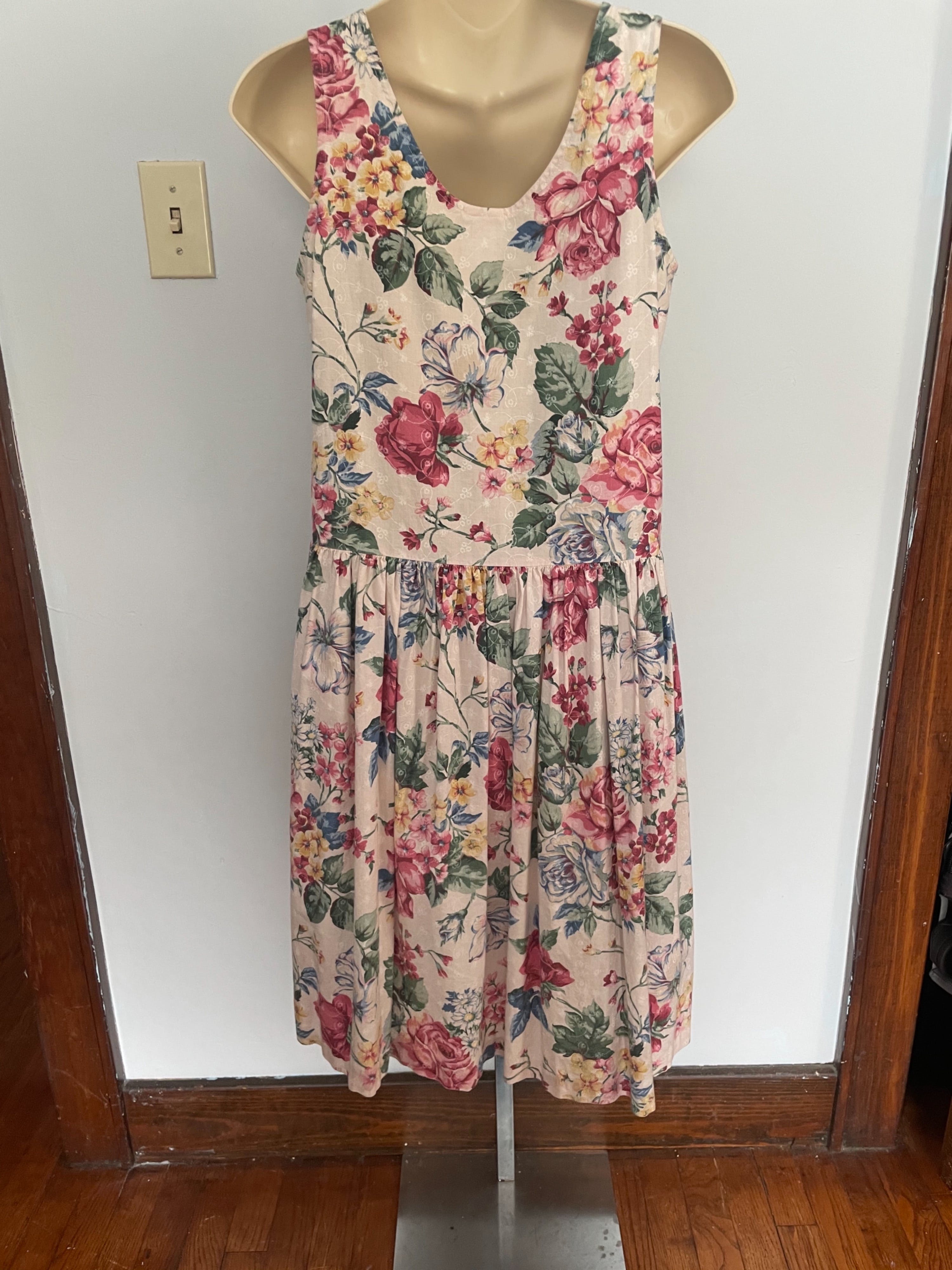 Vintage 80’s Rose Print Cottagecore Button Up Dress by Bright’s Creek ...