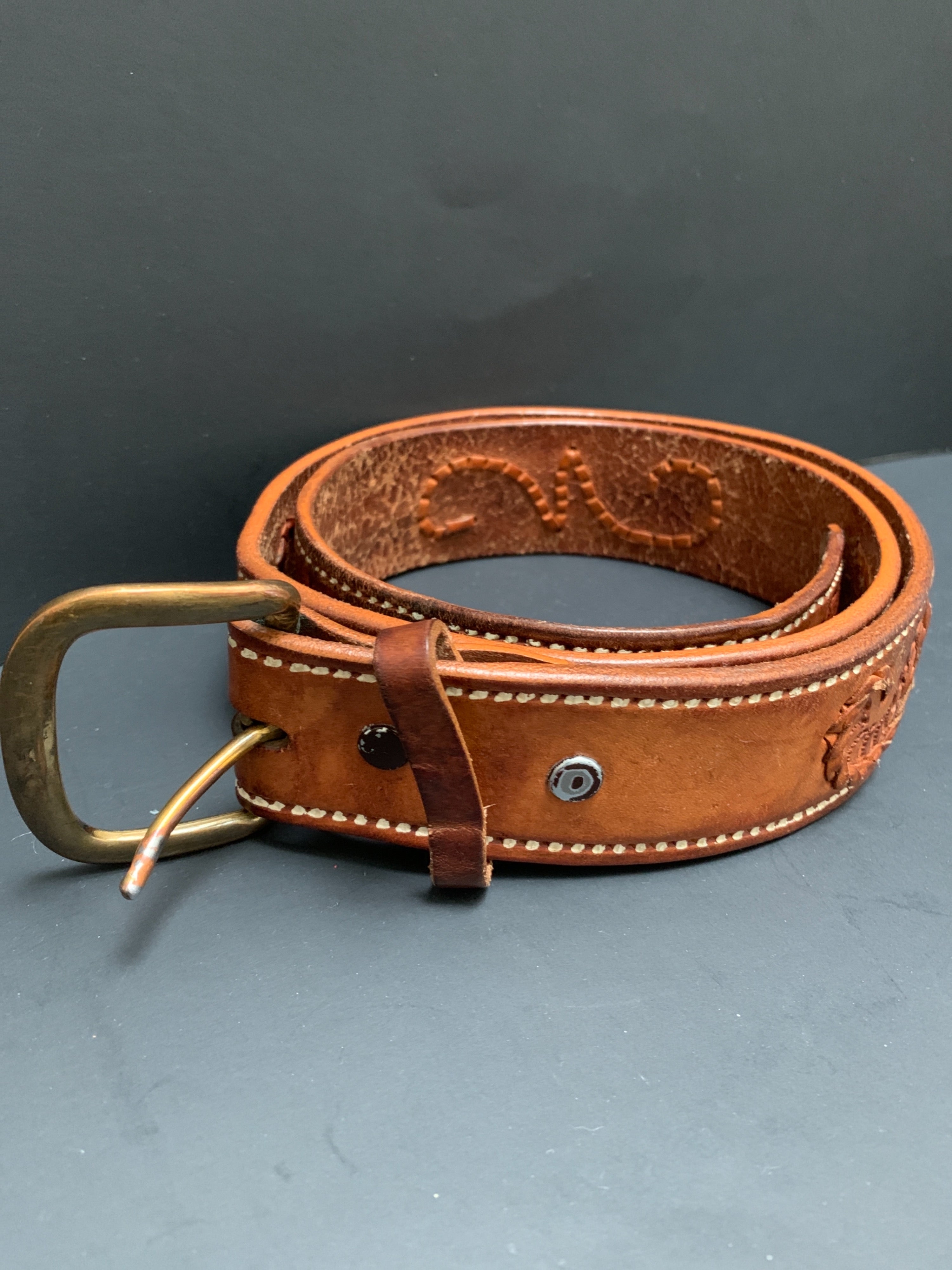 Vintage Rustic Tooled Leather Belt | Shop THRILLING