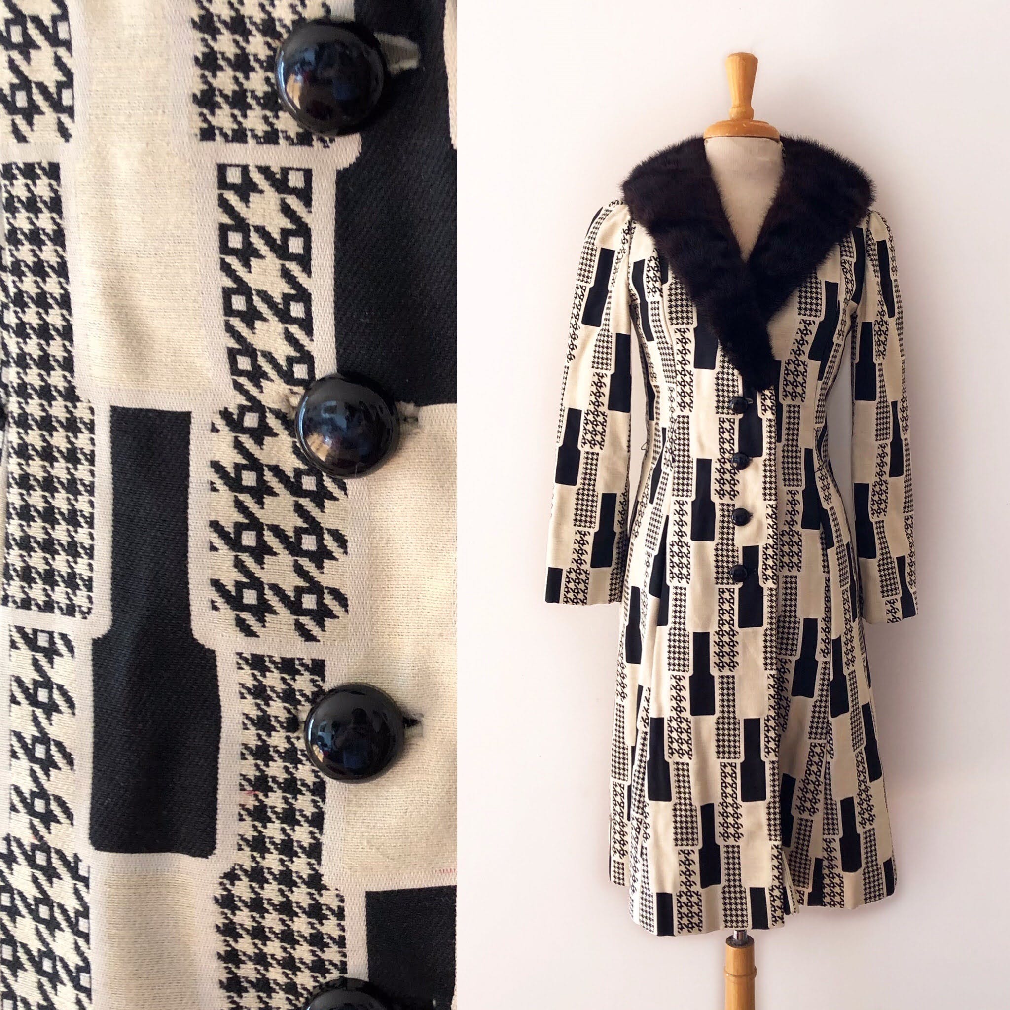 Vintage 70’s Pattern Coat with Mink Collar | Shop THRILLING