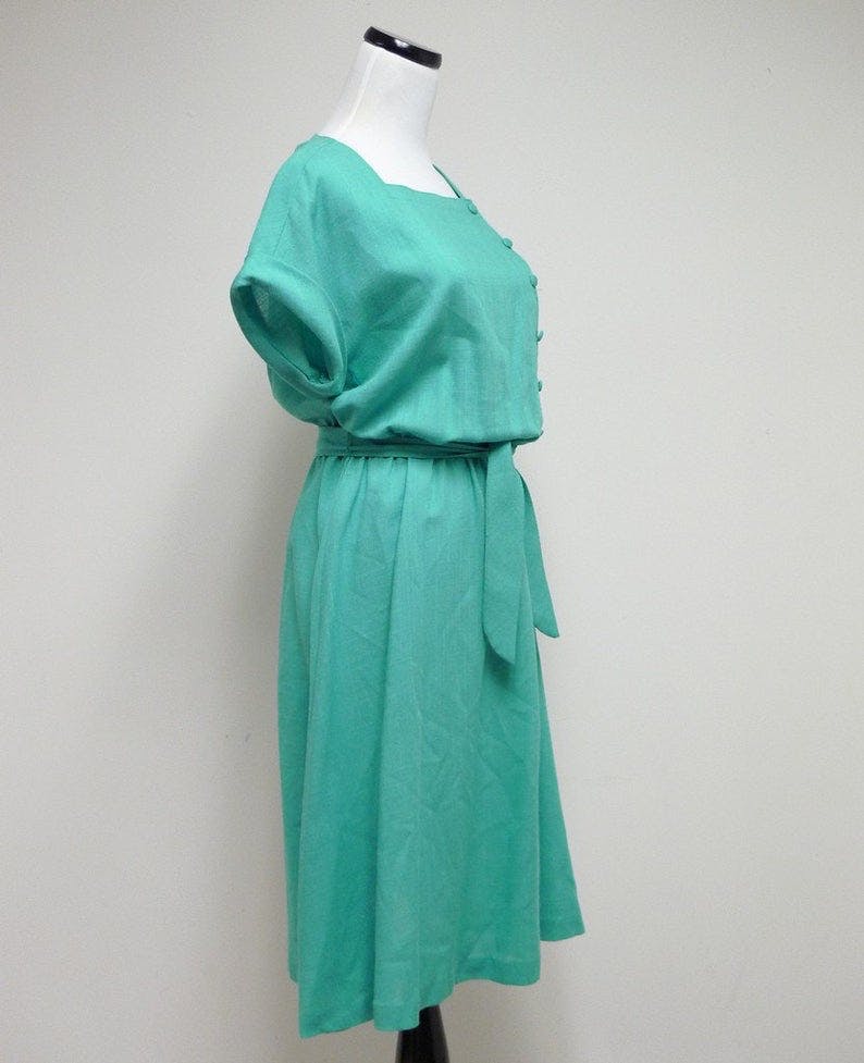 Vintage 80's Teal Button Front Dress by Toni | Shop THRILLING