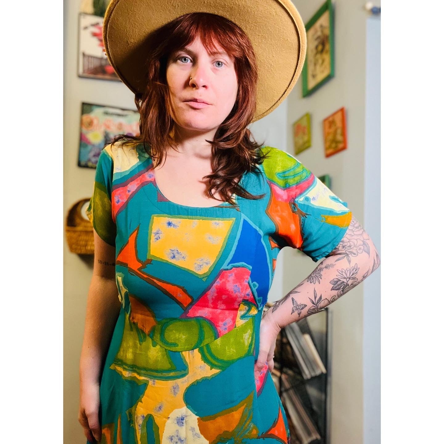 Vintage 90s Abstract Printed Maxi Dress By Rabbit Rabbit Rabbit Designs ...