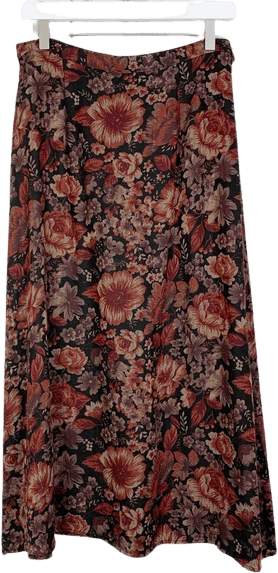 Vintage 90's Dark Floral Herringbone Midi Skirt by First Option | Shop ...