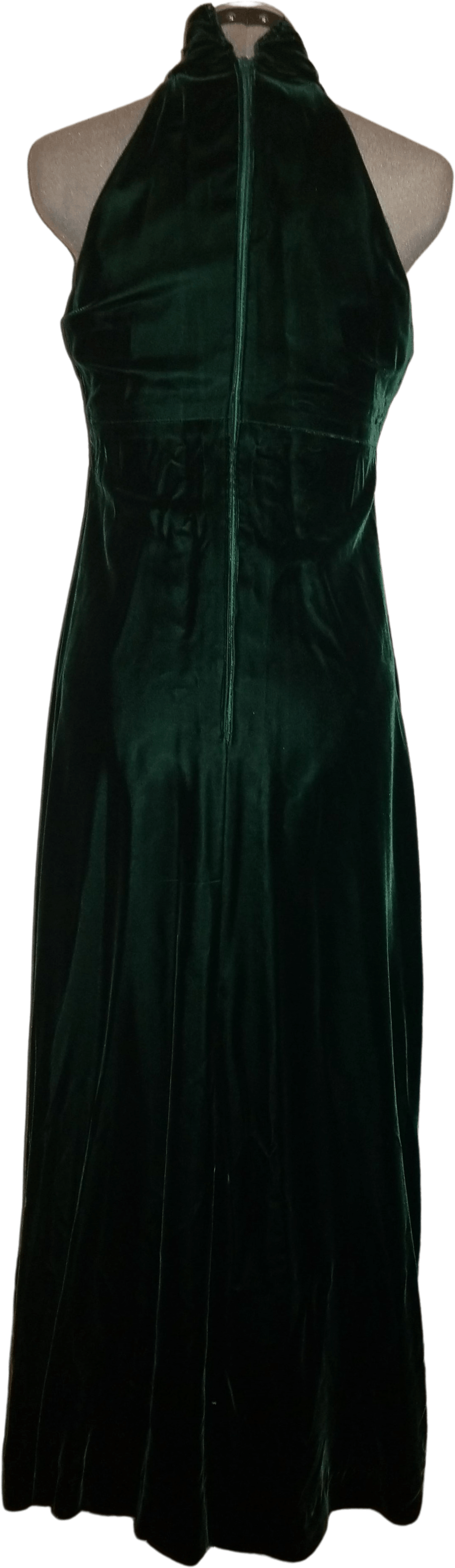 Vintage Dark Green Velvet Empire Waist Halter Dress Shop THRILLING