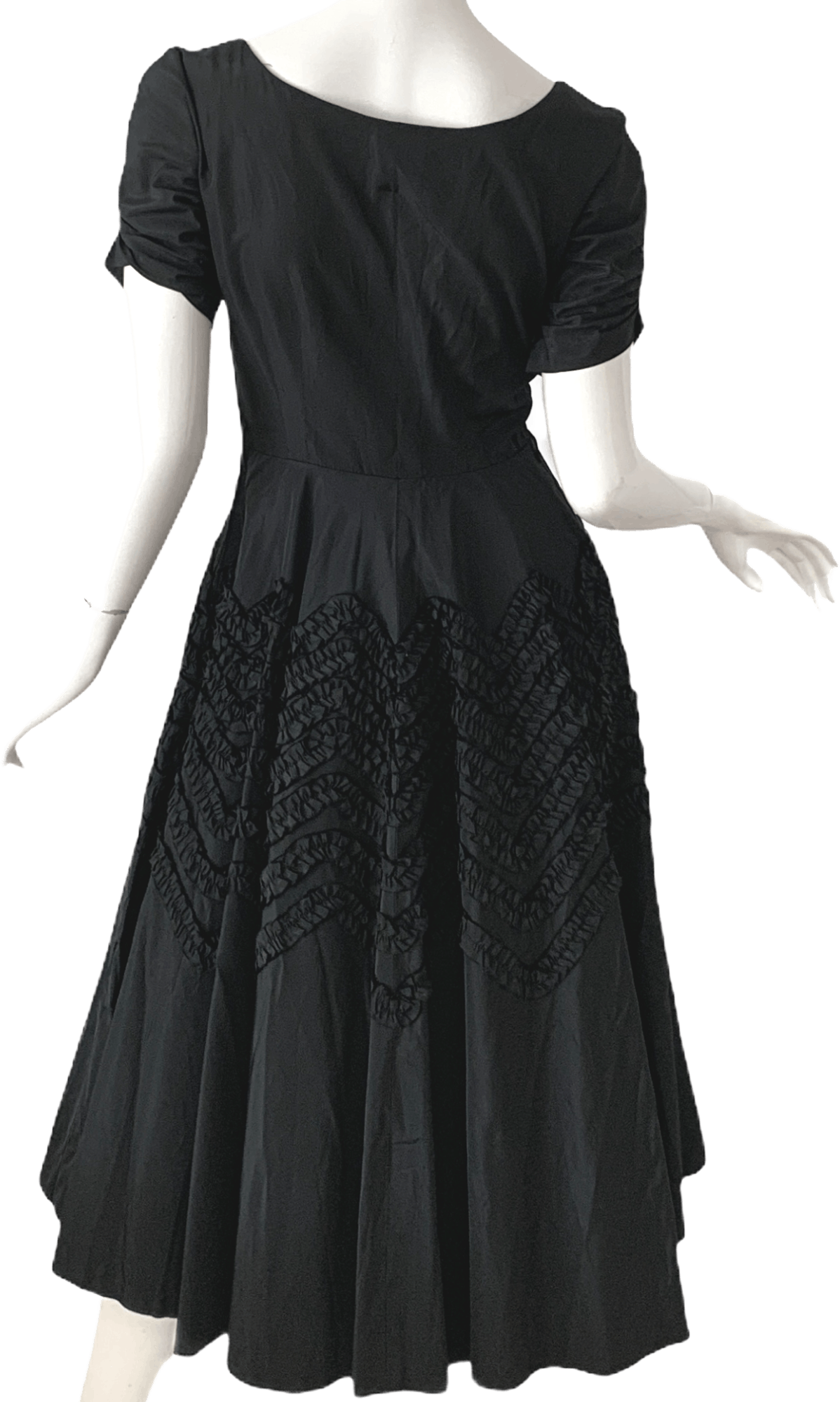 Vintage 50's Black Ribbon Taffeta Swing Fit n' Flare Party Dress by ...
