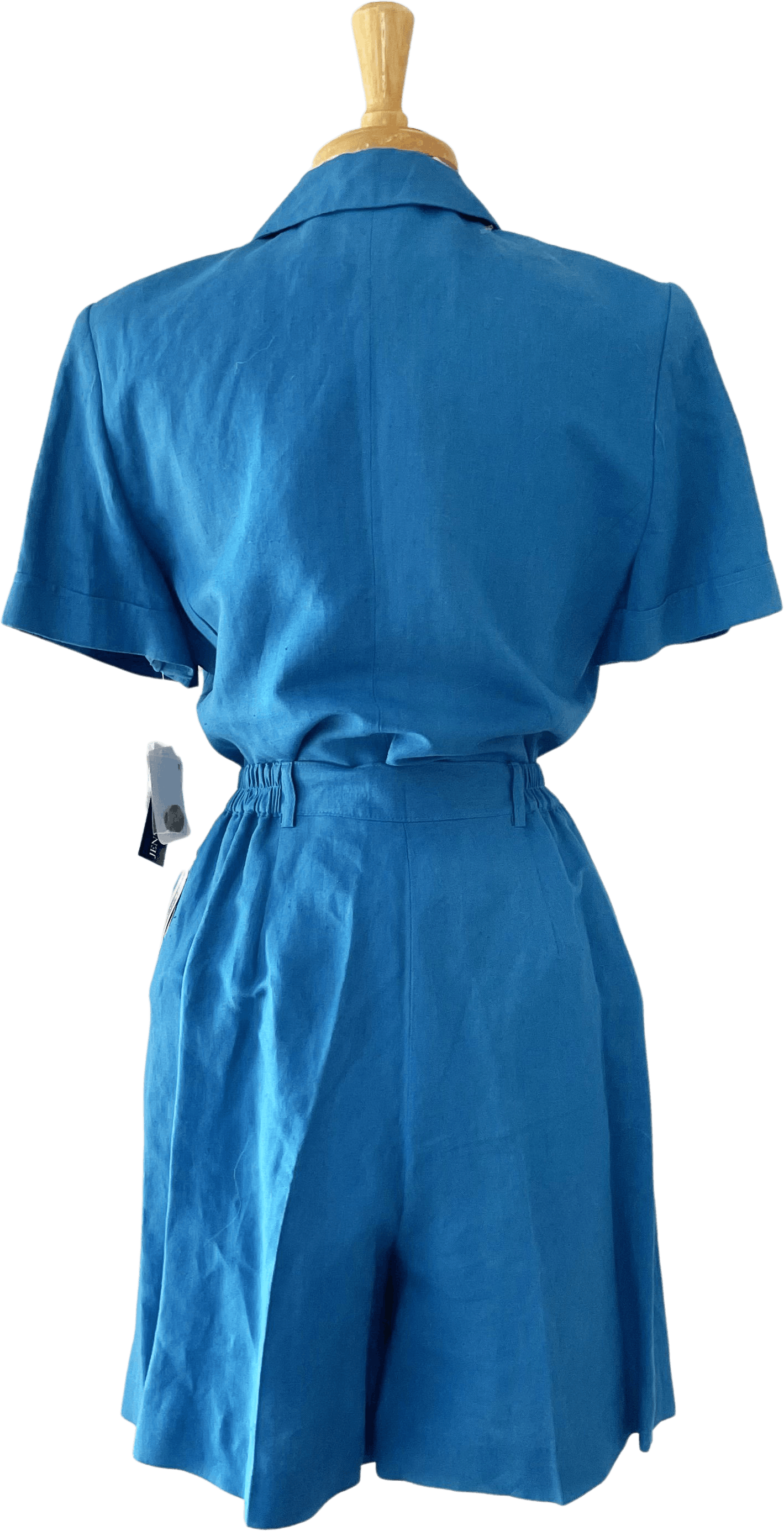 Vintage 80’s Blue Short Sleeve Shirt and High Waist Pleated Shorts Set