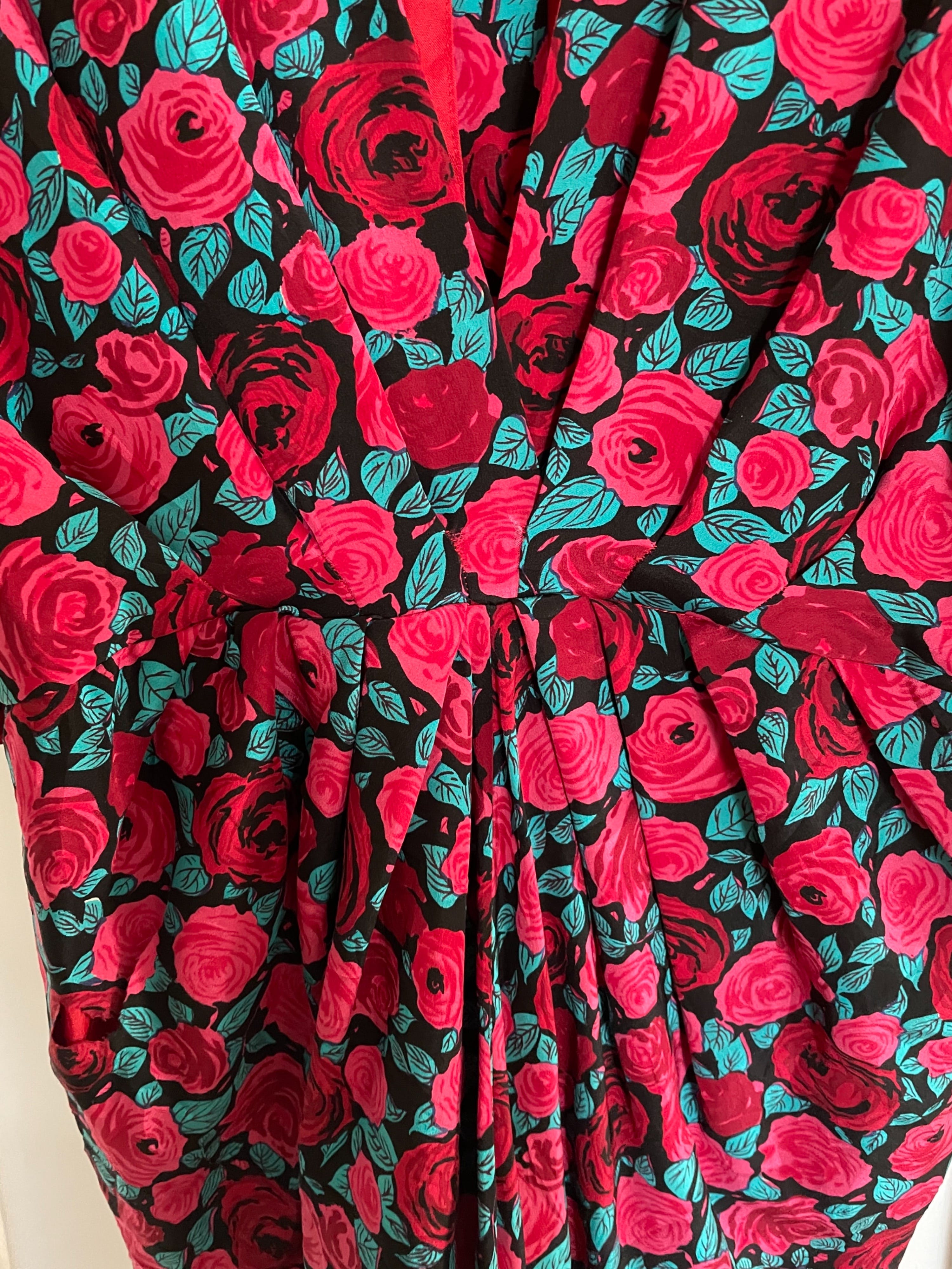 Vintage 80's Silk Floral Puff Sleeve Dress with Cinched Waist | Shop ...