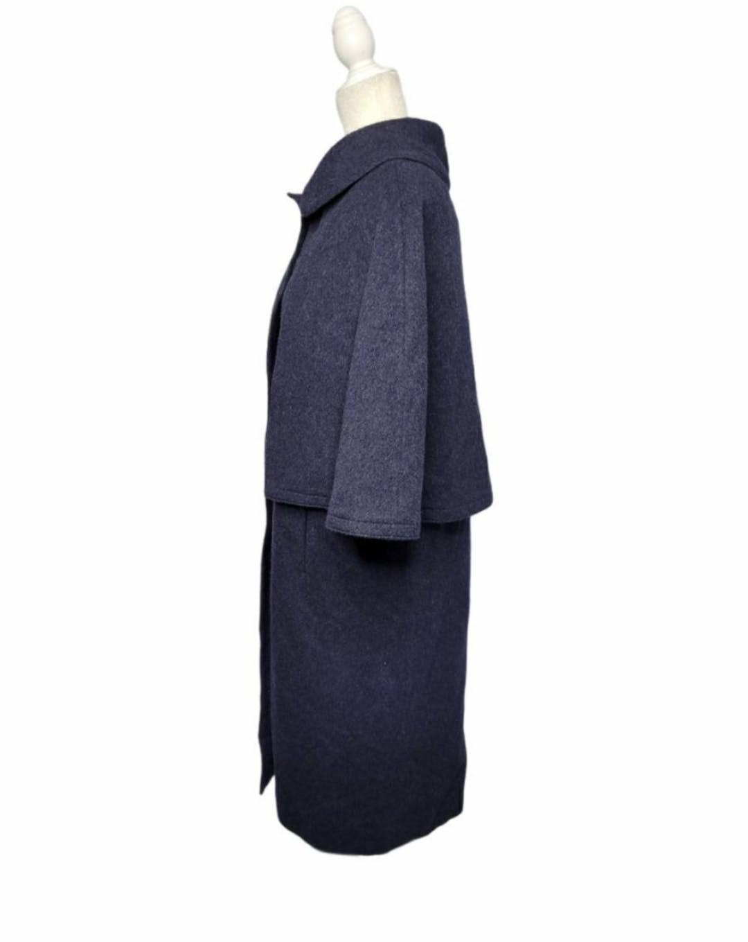 Vintage 60's blue Wool long Cape Coat by Fabiani | Shop THRILLING