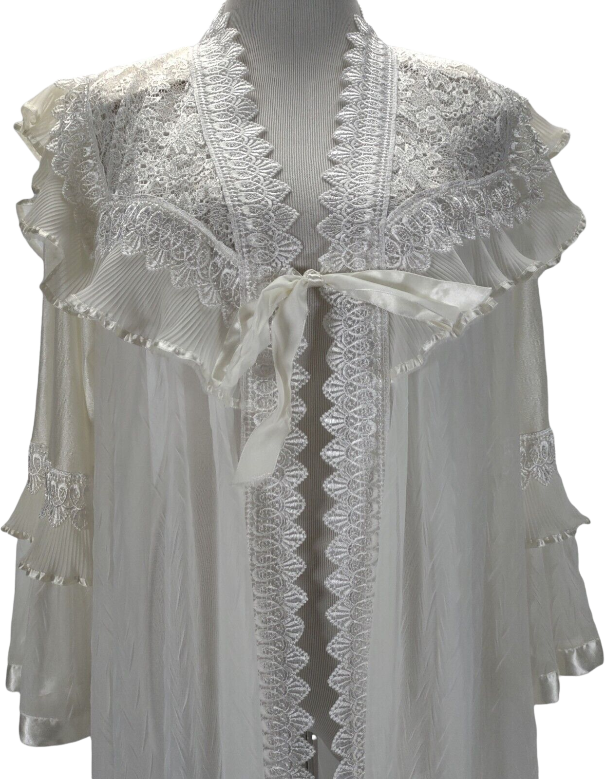 Vintage 50s/60s Sheer Nylon Chiffon Lace Ruffle Dressing Gown Robe ...