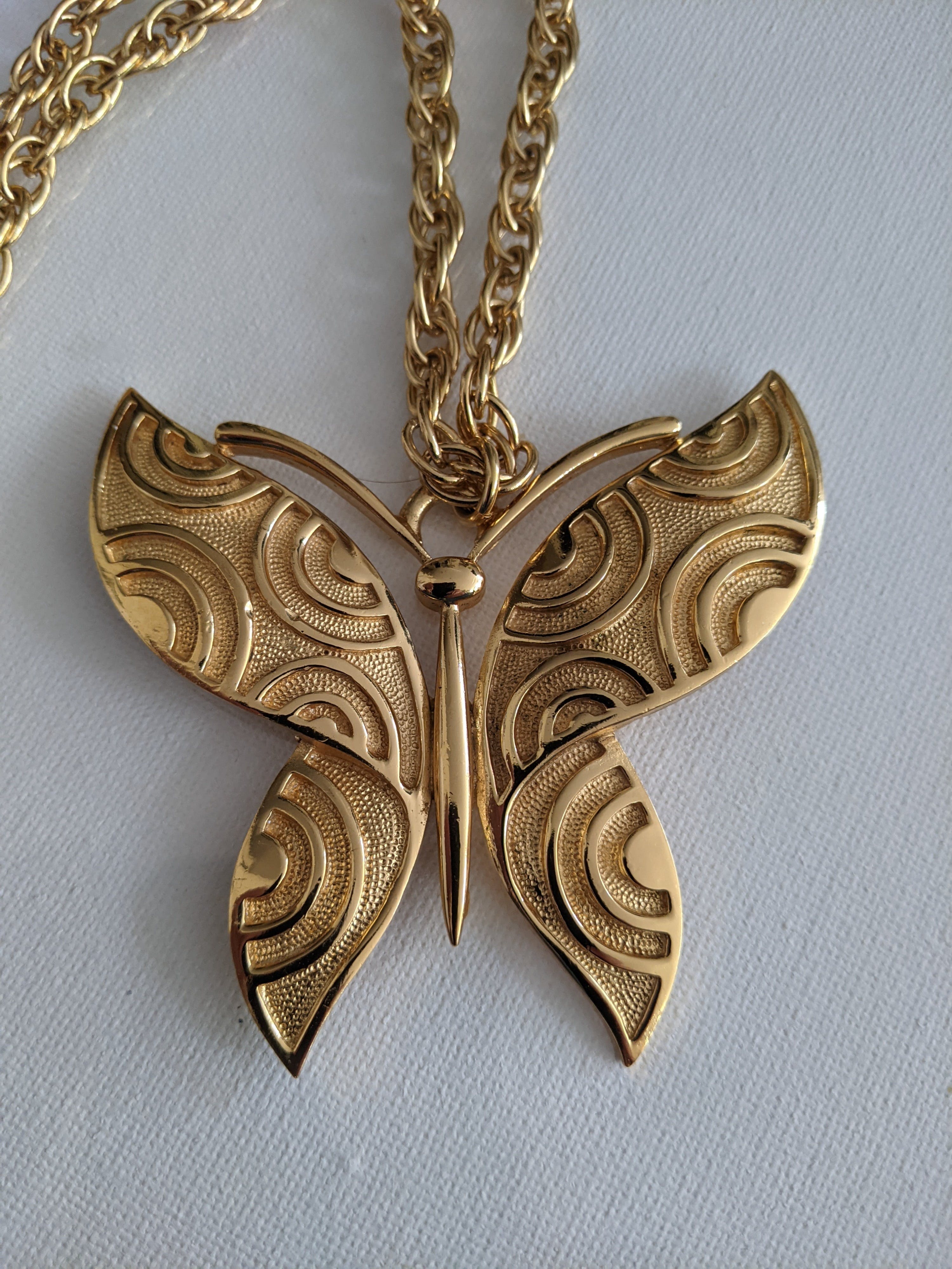Vintage 60's Golden Butterfly Pendant Necklace by Trafari | Shop THRILLING