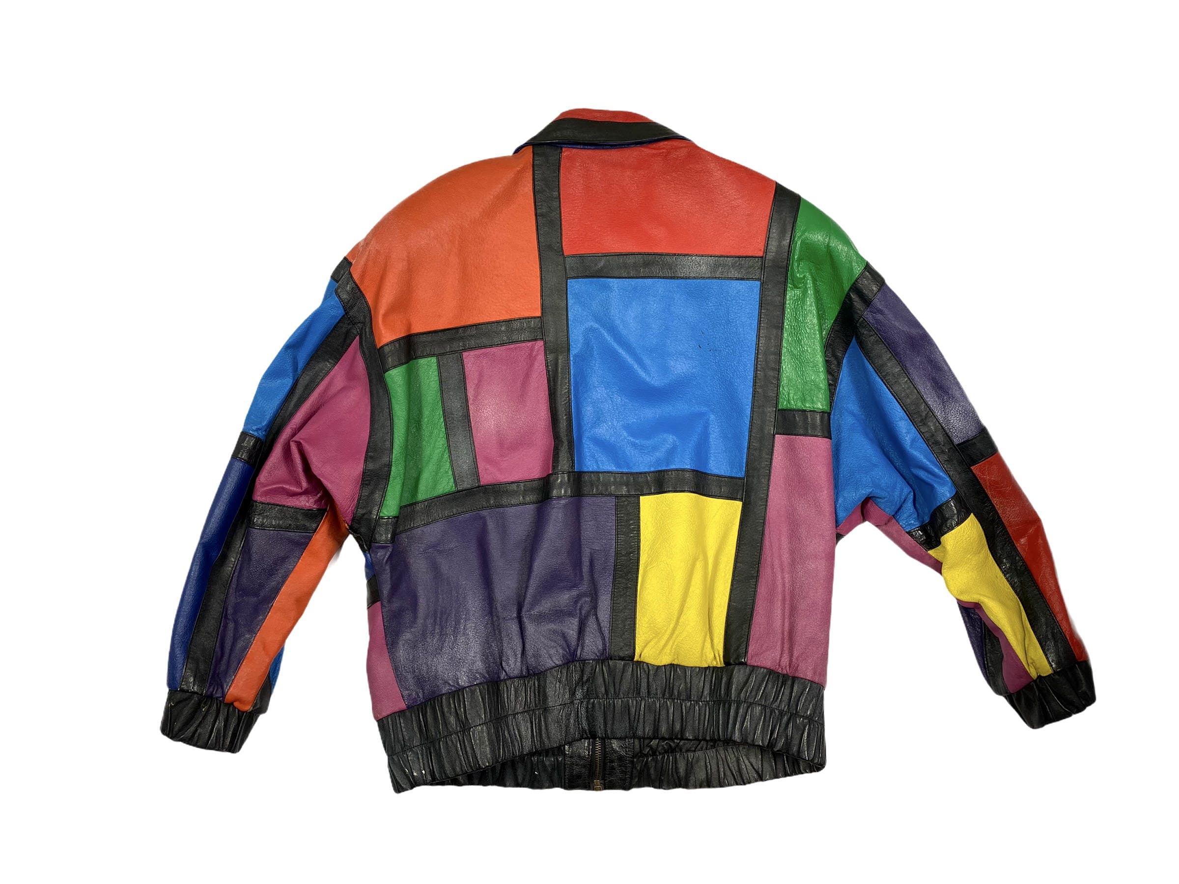 Retro Color Block Jacket Vintage 90's Colorblock Leather Jacket | Shop THRILLING