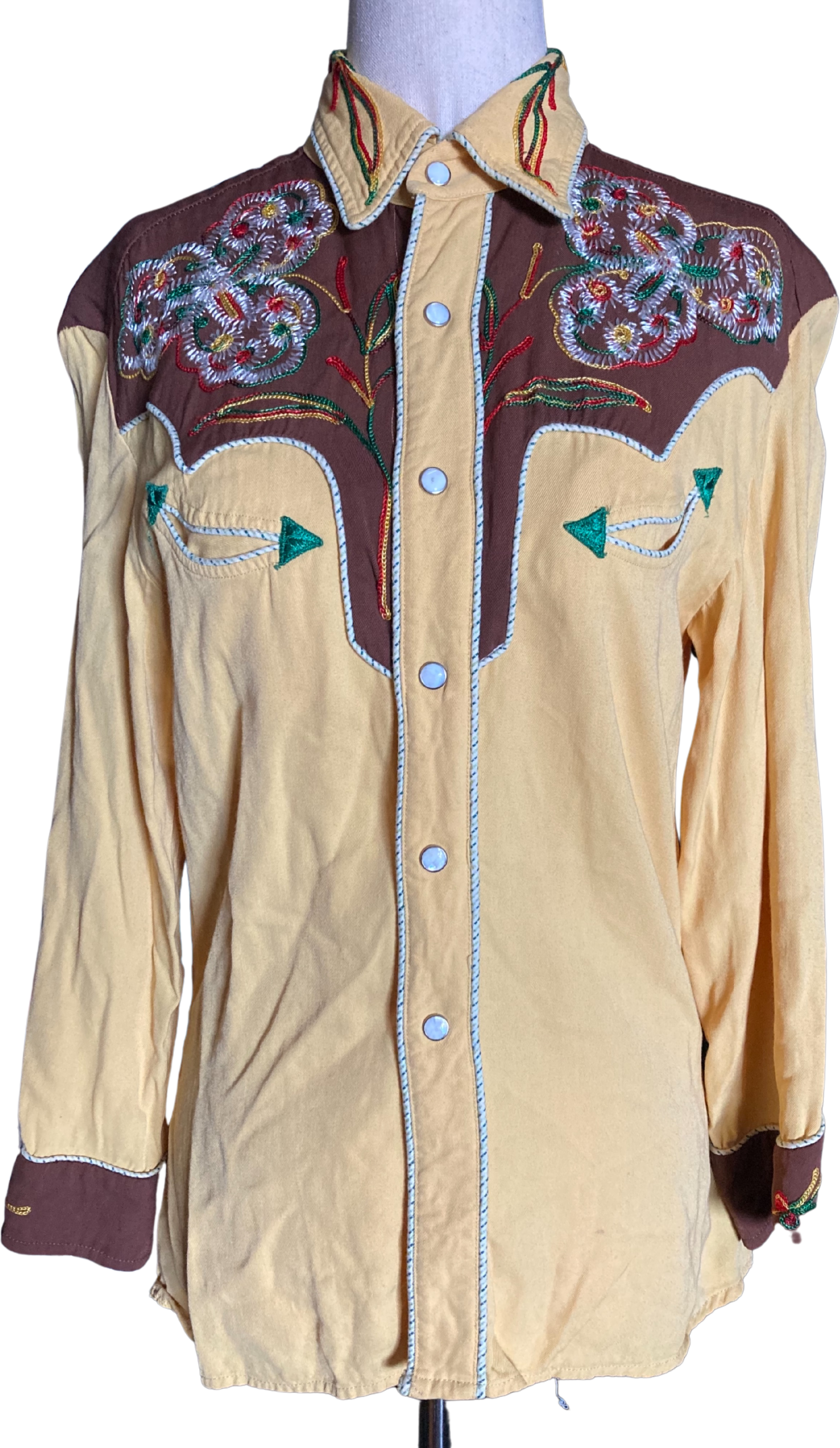 70’s Yellow and Brown Western Shirt