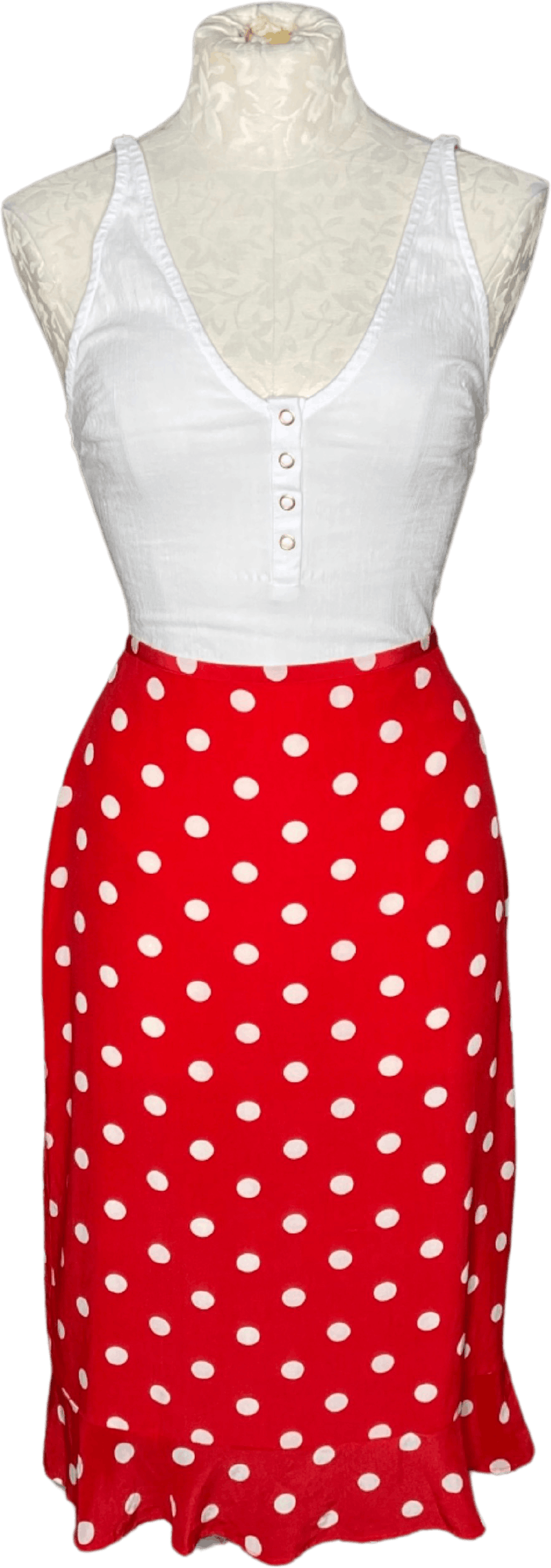 vintage-red-and-white-polka-dot-skirt-with-ruffle-hem-by-outfit-by-jpr