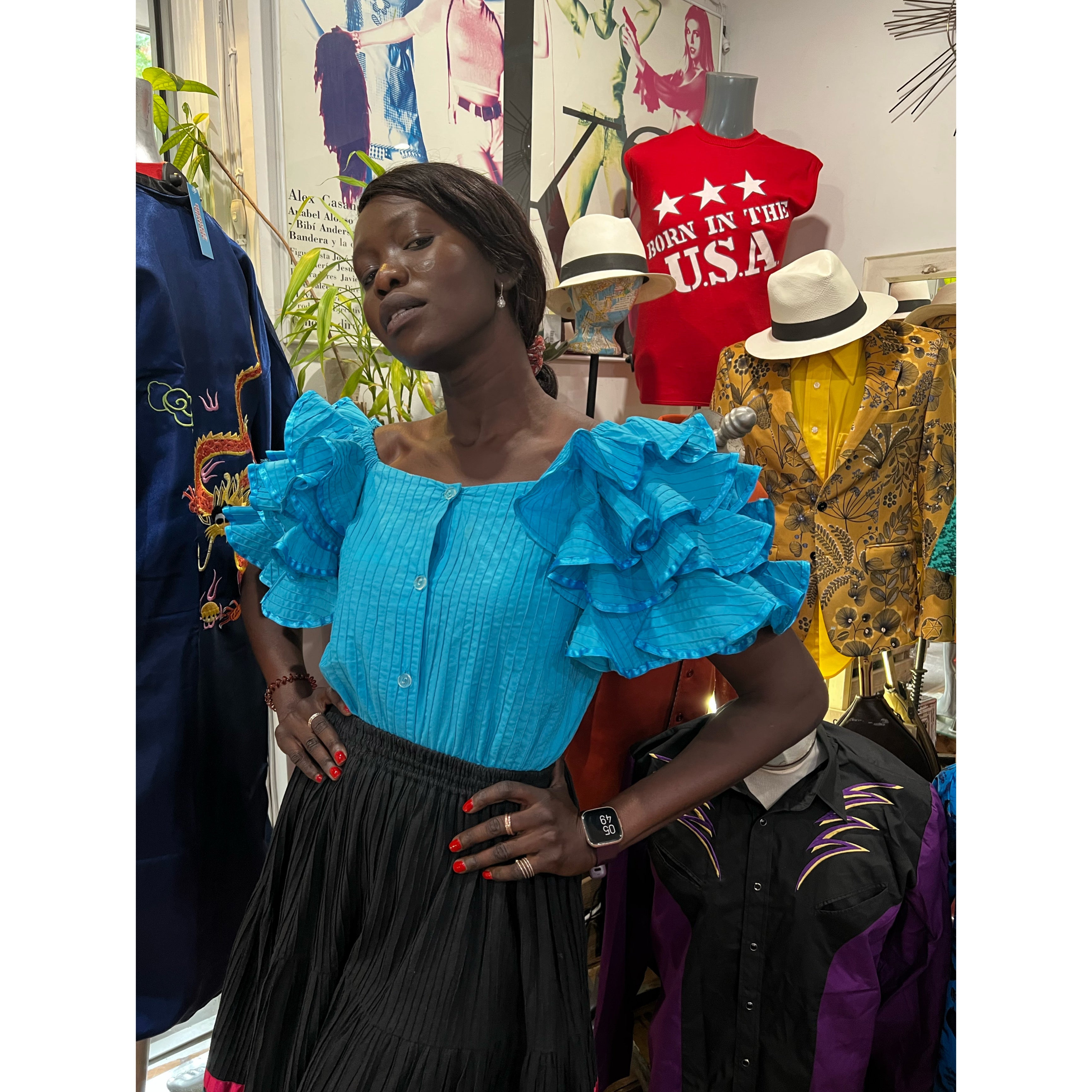 Vintage 70s/80s Ruffle Sleeve Mexican Blouse By Tachi Castillo | Shop ...