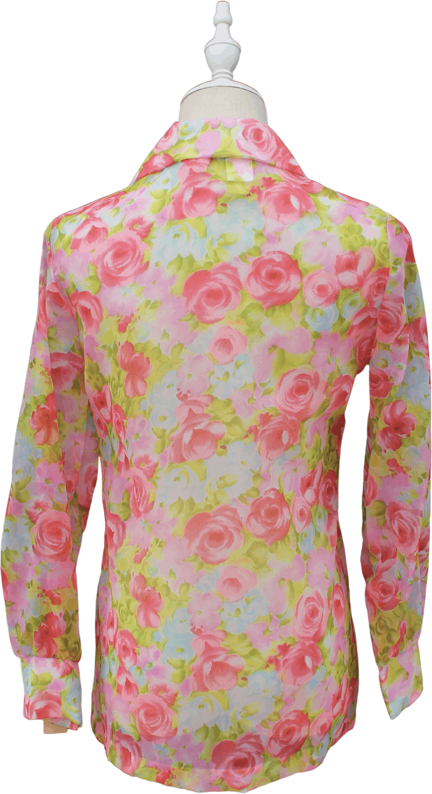 Vintage 70's Sheer Floral Rose Print Pointy Collar Blouse by Woolworth ...