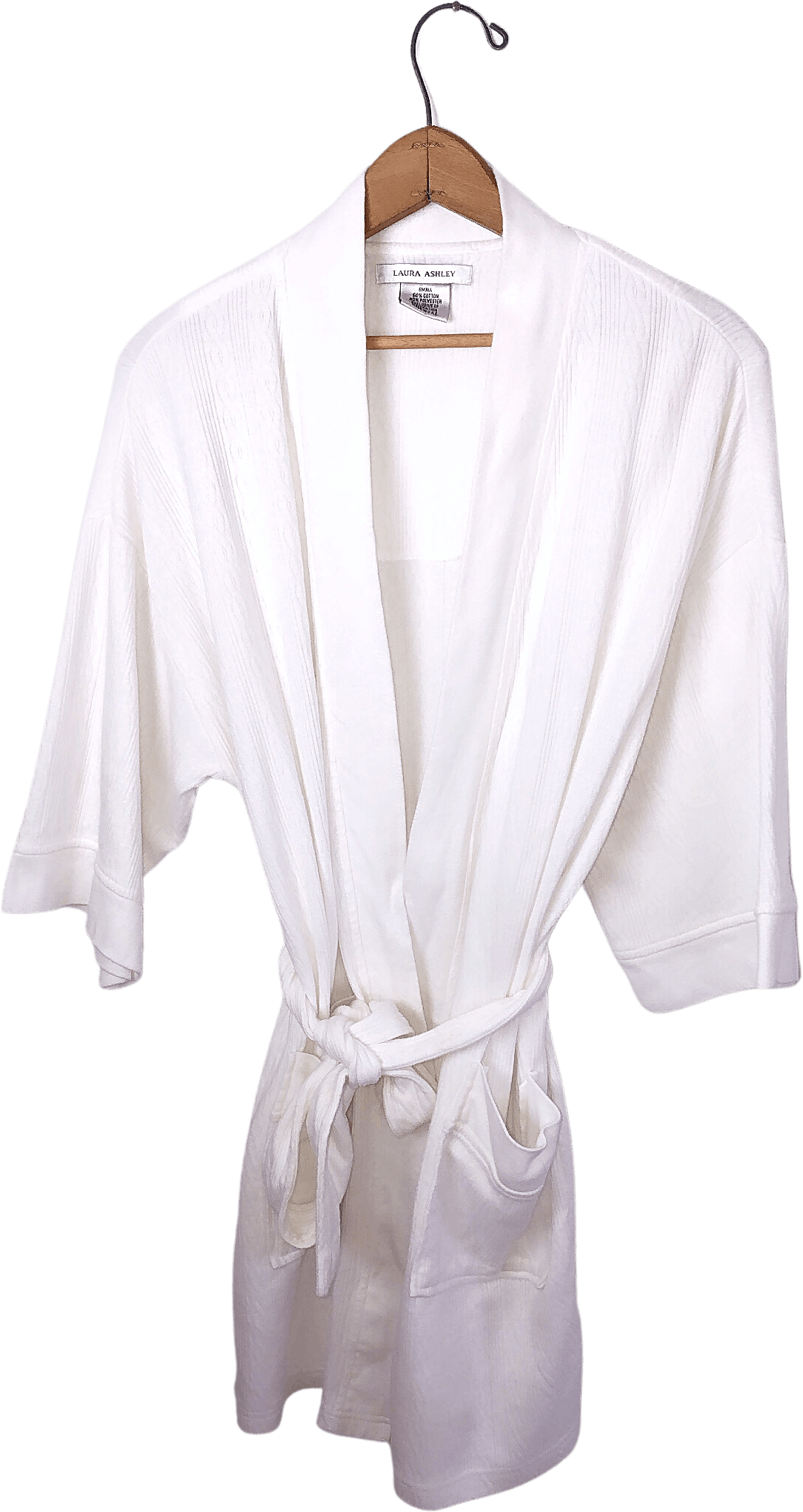 Vintage 90’s White Spa Short Robe with Pockets by Laura Ashley Shop THRILLING