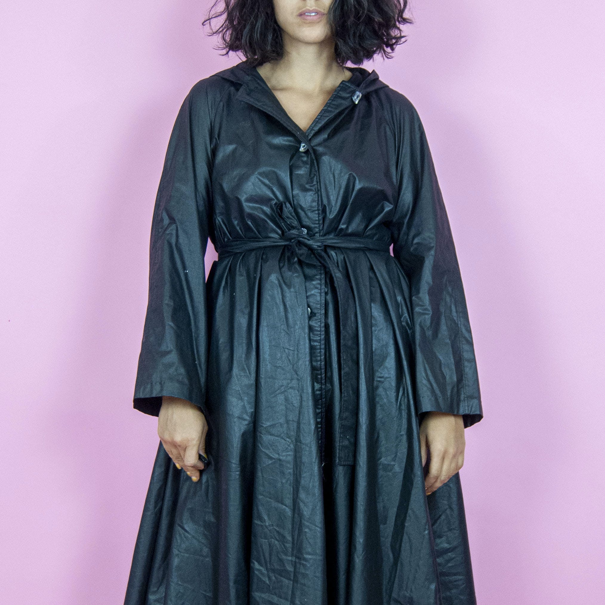 Vintage 60's Black Swing Rain Coat by Aqua Sheen | Shop THRILLING