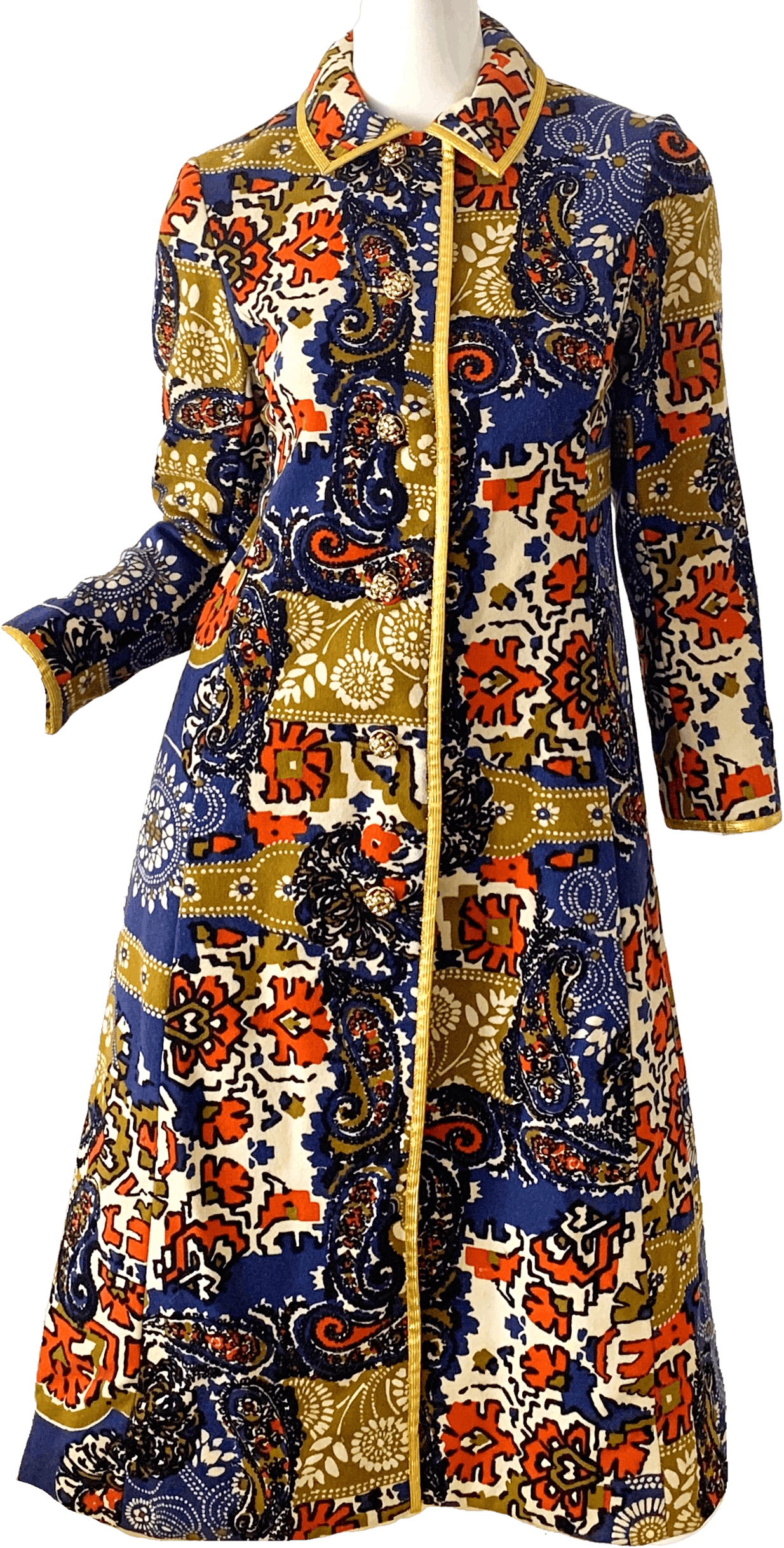 Vintage 60's Velvet Rhinestone Wool Tapestry Dress Coat by Malcolm