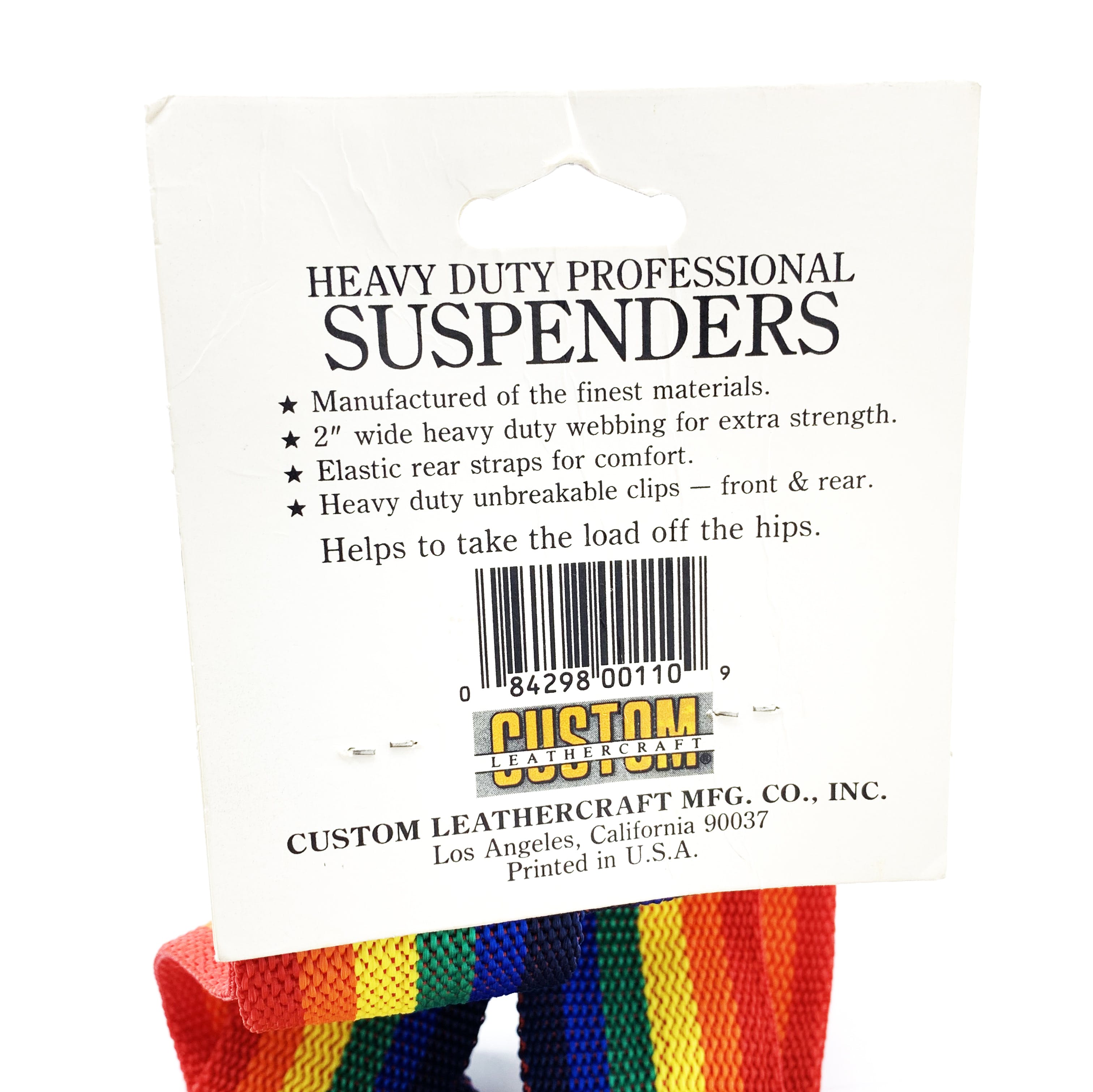Vintage 90's Heavy Duty Rainbow Suspenders by Custom Leather Craft Mfg