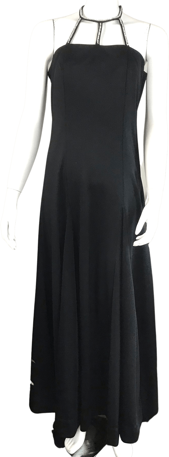 Vintage 70's Black Rhinestone Collar Choker Maxi Dress | Shop THRILLING