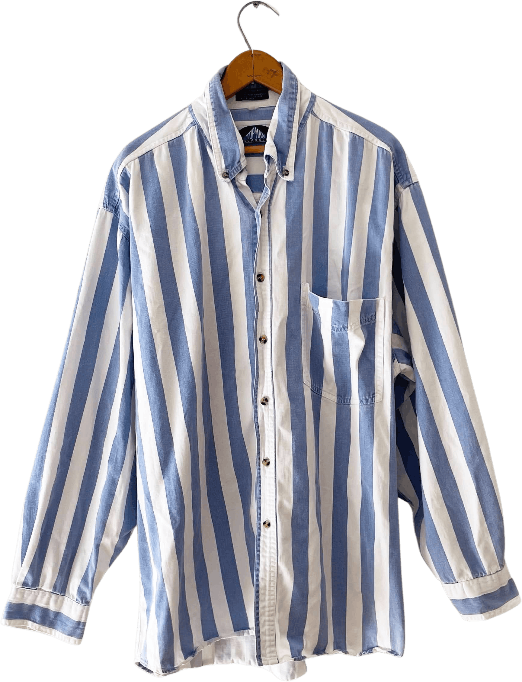 Vintage 90’s Oversized Chambray Striped Button Down by Top Man Classic ...