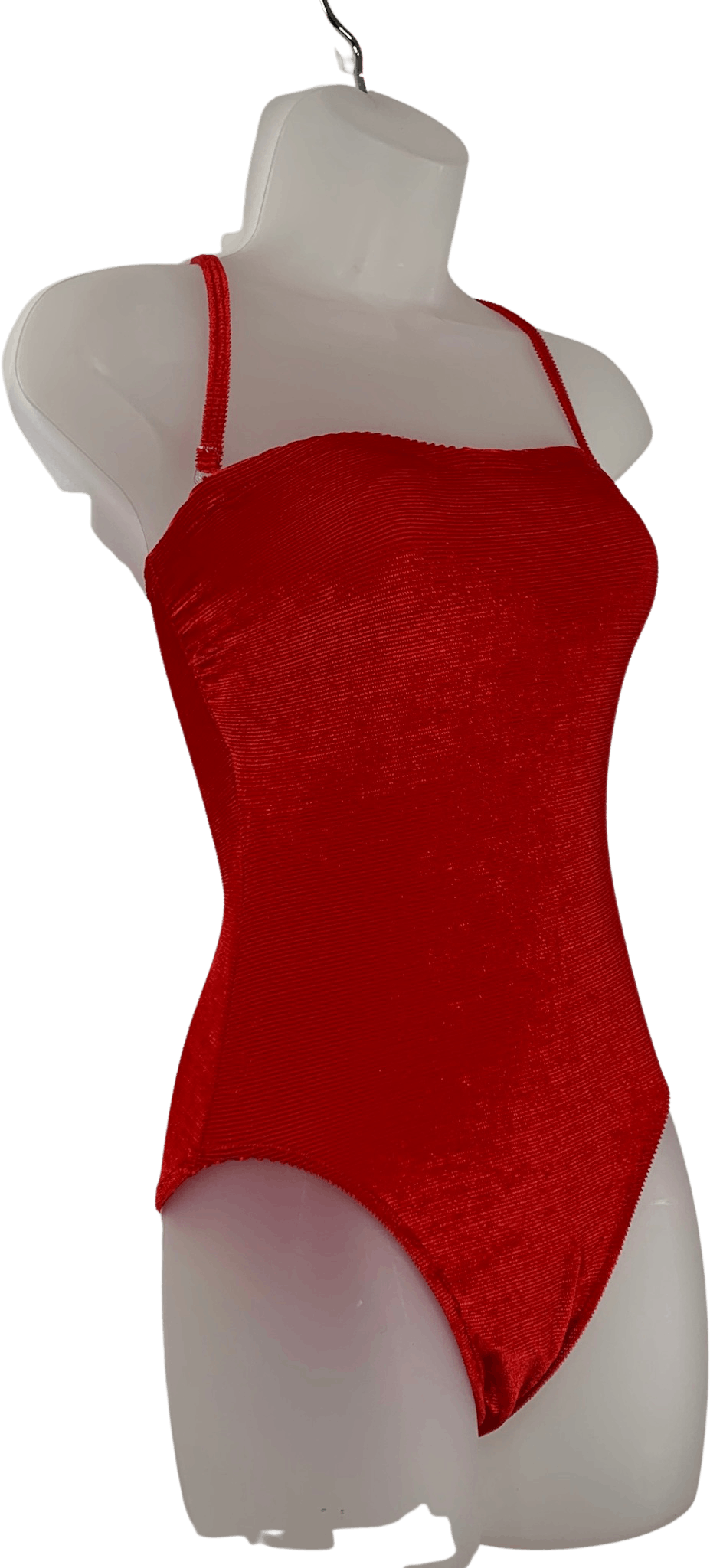 Vintage 90s Red Ribbed One Piece Velour Swimsuit Lovecore By Viewpoint