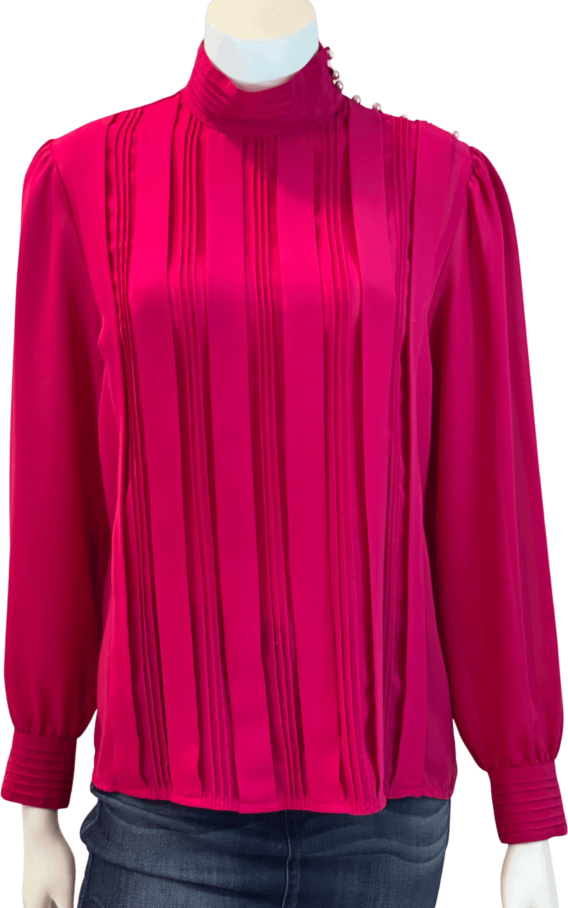 Vintage Fuchsia Pink Blouse with Pearl Buttons by Josephine | Shop ...