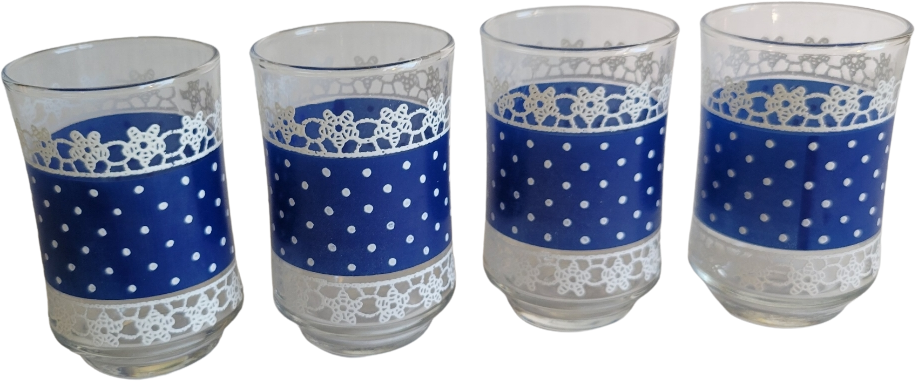 Vintage 1960's Libby Polka-dot Lace Juice Glass deals Set