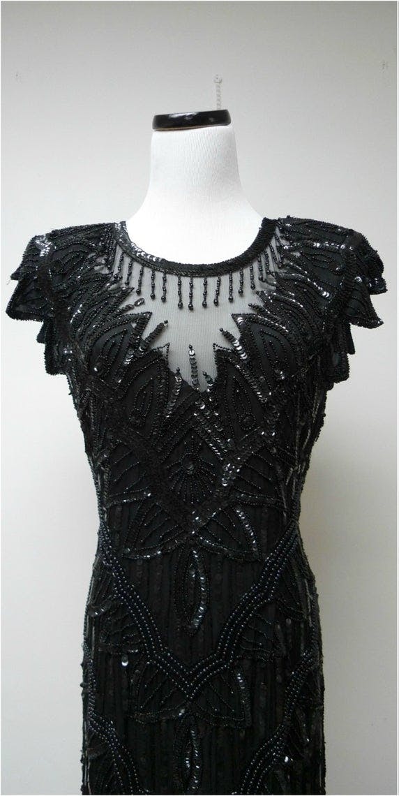 Vintage 80's Black Silk Beaded Dress by Scala | Shop THRILLING