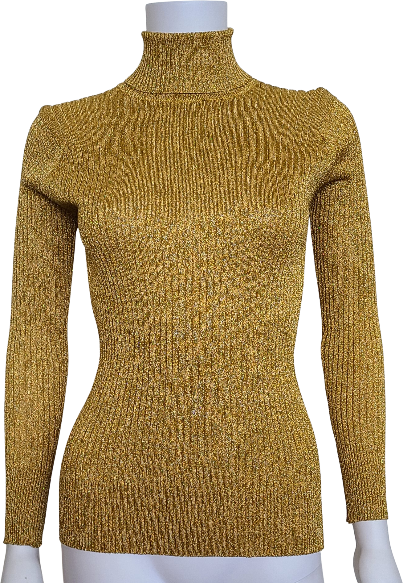 Ralph Lauren Lauren Lurex Ribbed Turtleneck Sweater In Gold Lurex