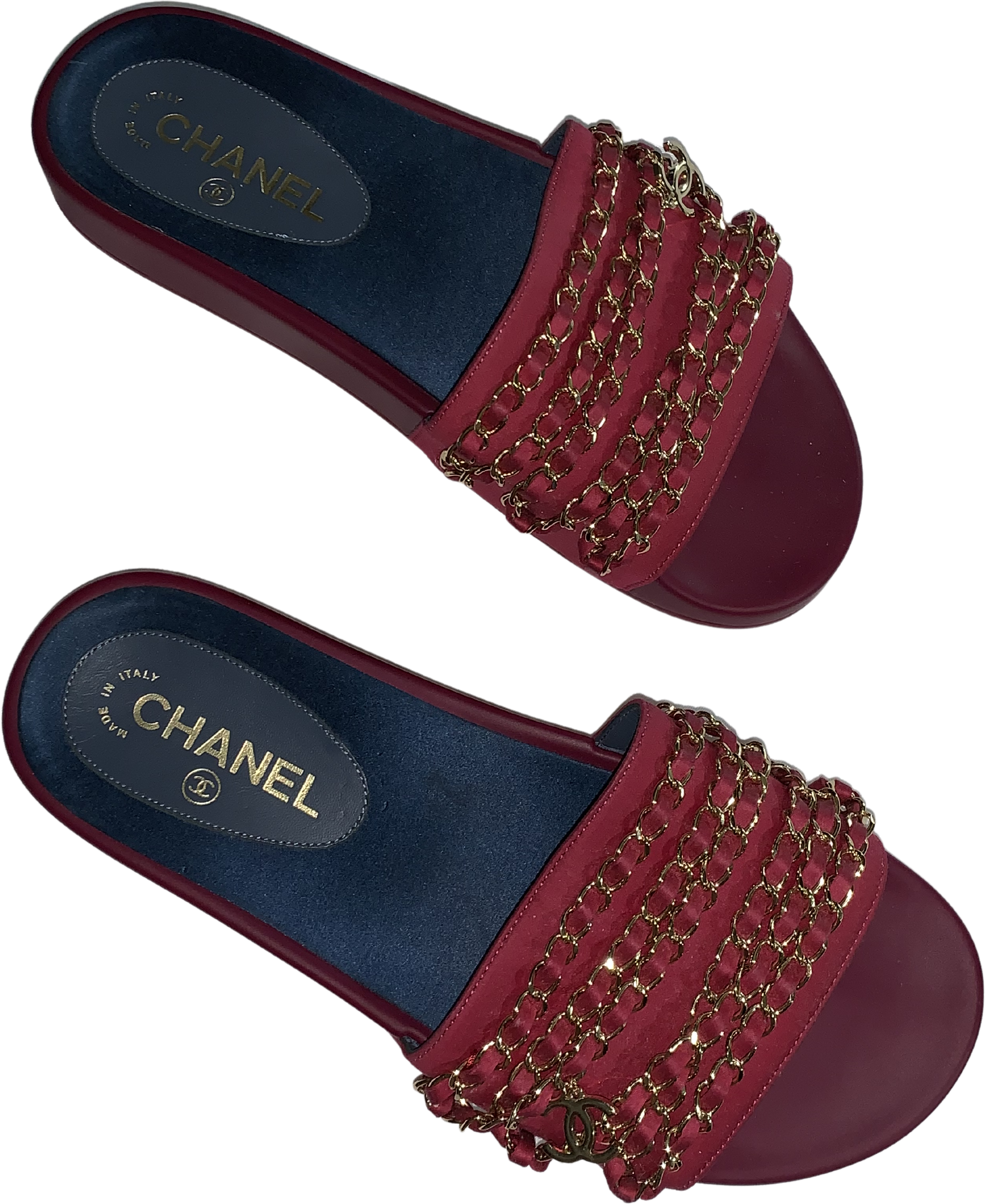 Chanel 2017 Interlocking CC Logo Slides - Red Sandals, Shoes