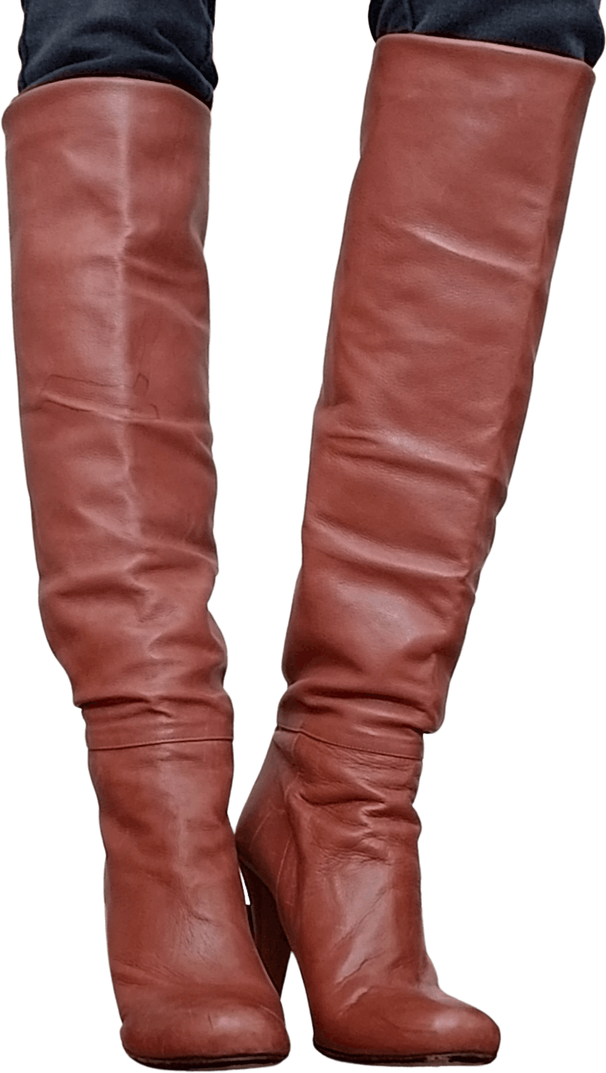 Vintage 00's Blush Leather Tall Boots Shop THRILLING