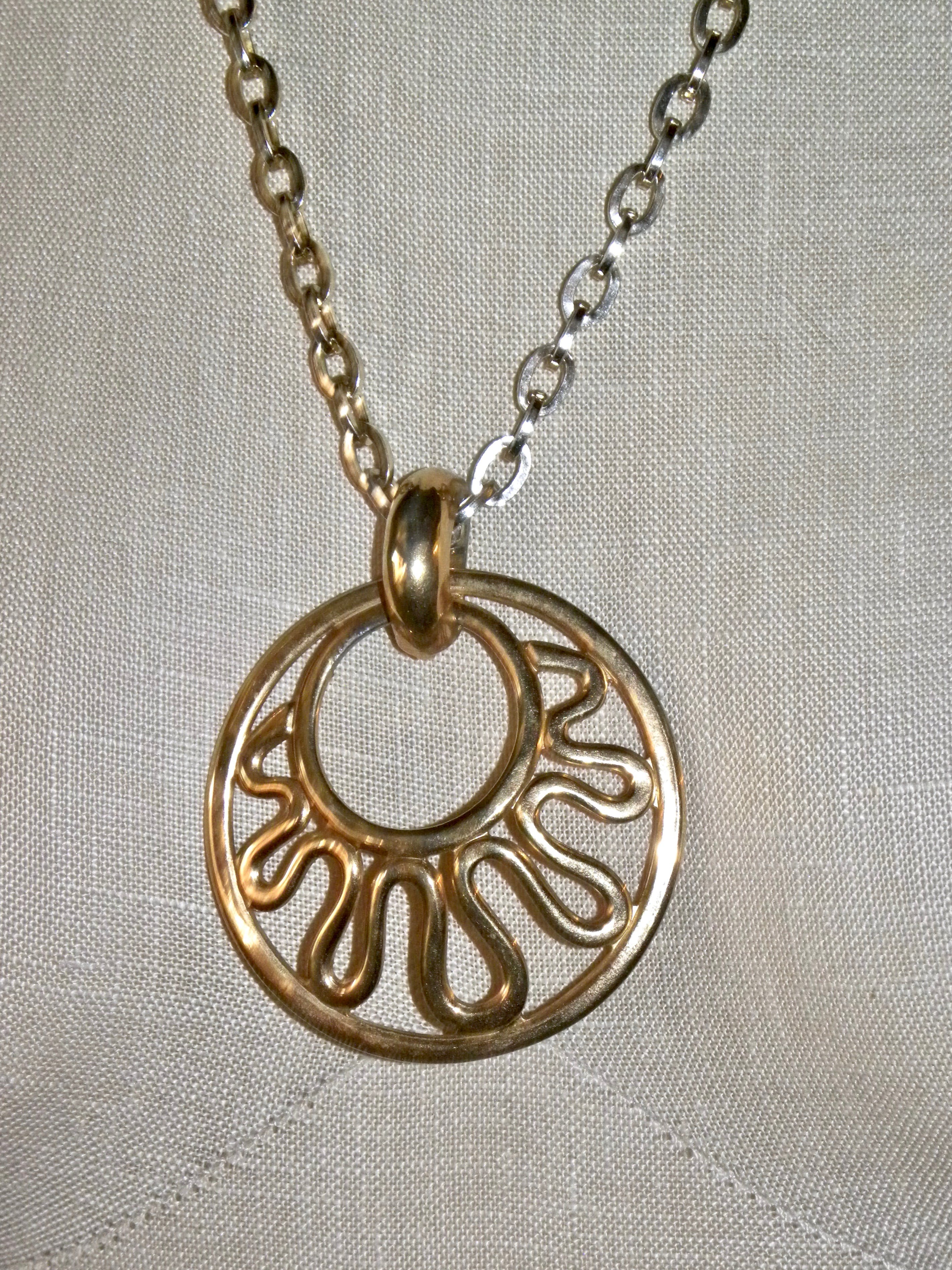 Vintage 70's Mod Large Abstract Sun Pendant Necklace by Sarah Coventry ...