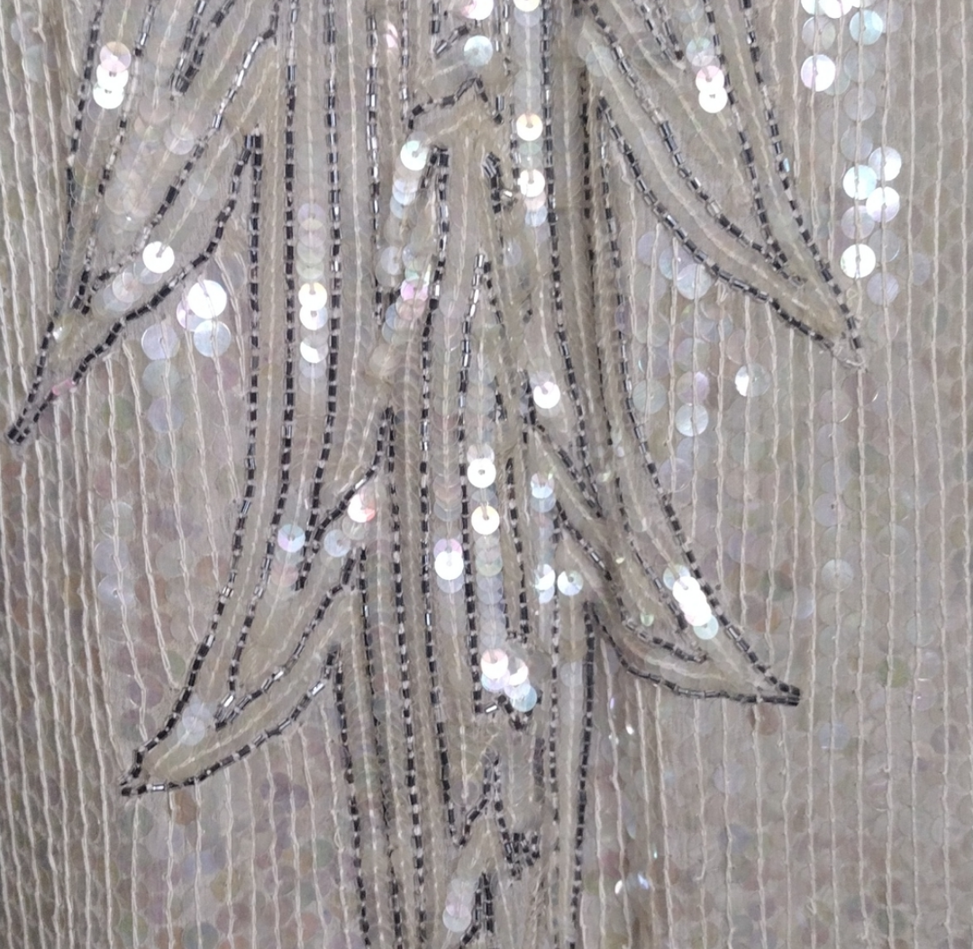 Vintage 80s Opaque Silk And Sequins Long Sleeve Shift Dress | Shop ...