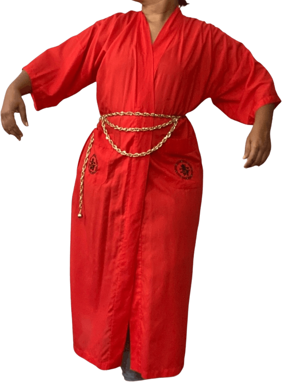 90s Vintage Open Front Red Robe Shop Thrilling