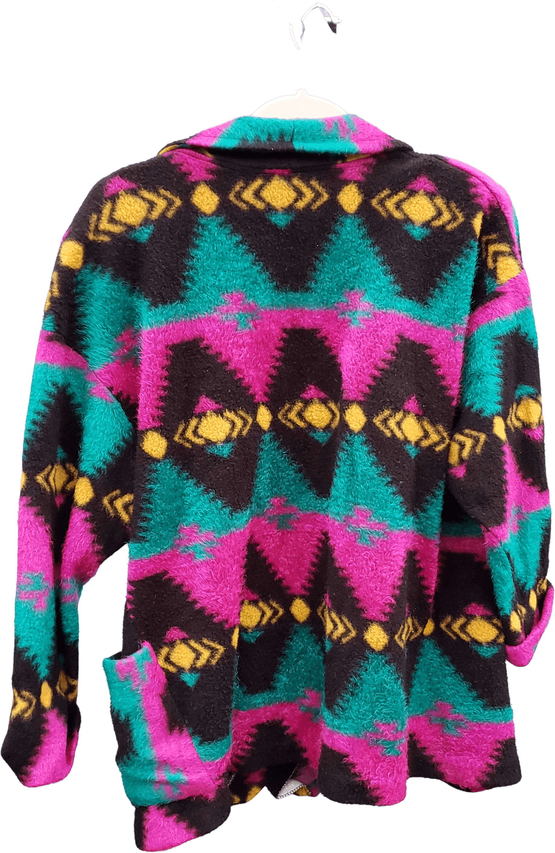 Vintage 80's Fuzzy Neon Geometric One Button Blanket Print Jacket by ...