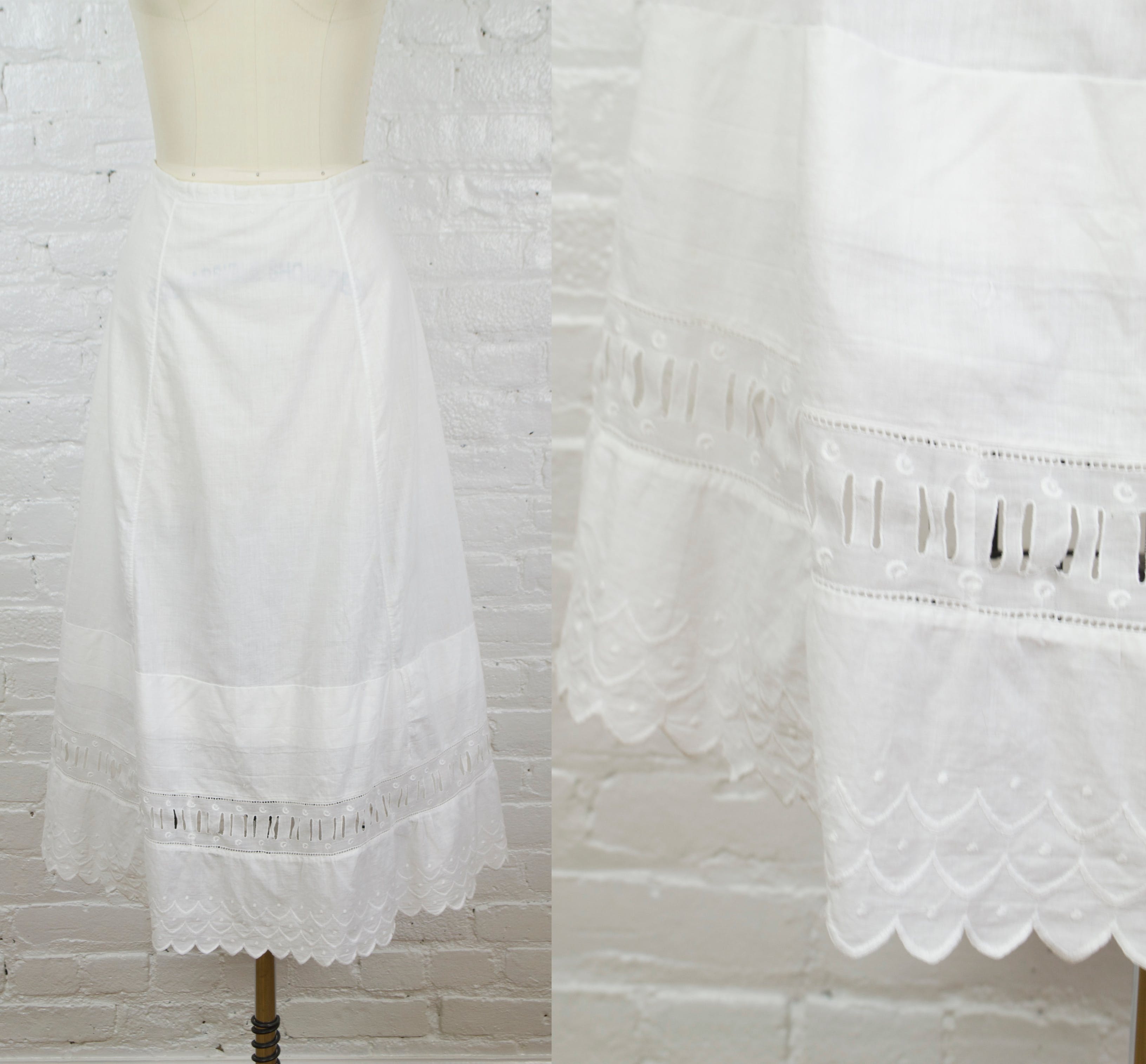 Vintage Edwardian Edwardian Eyelet White Petticoat Skirt | Shop THRILLING