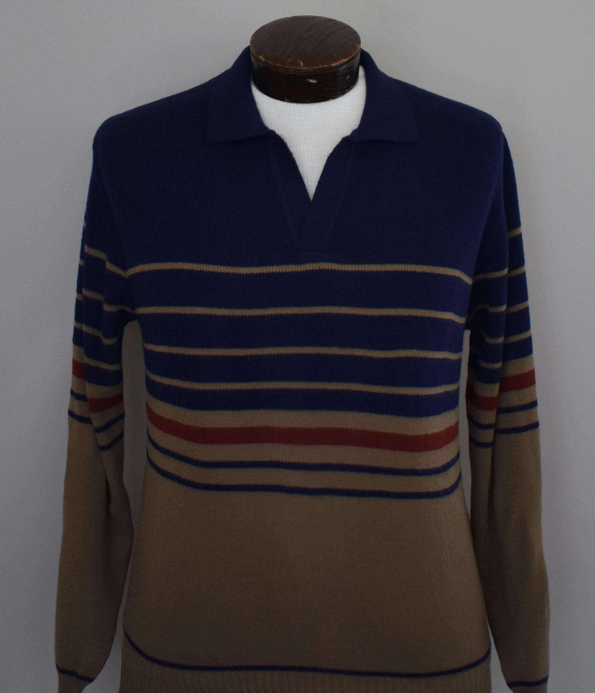 Vintage 90's Striped Johnny Collar Sweater by Mervyn's | Shop THRILLING