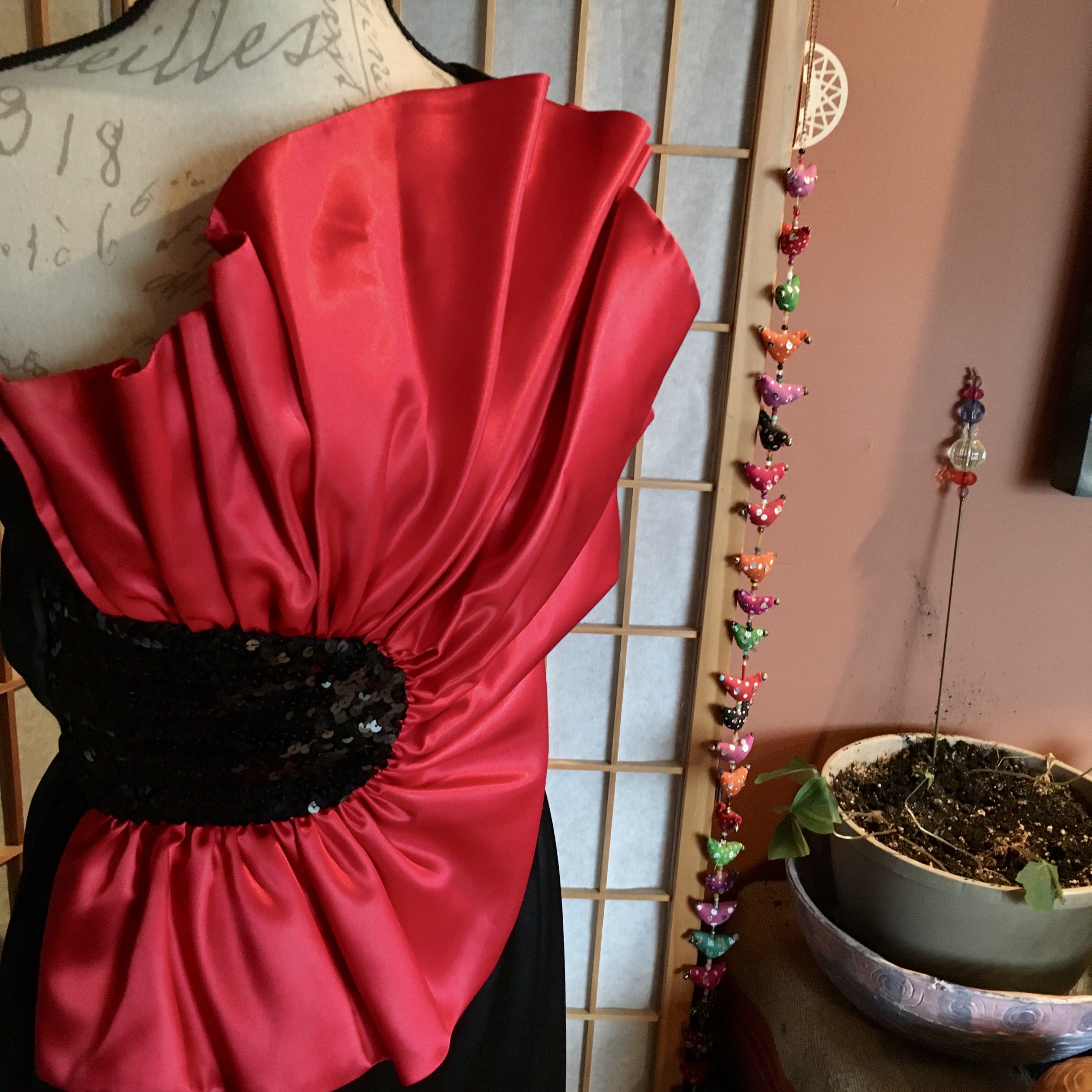 Vintage 80's One Shoulder Origami Ruffle Dress by Damore | Shop THRILLING